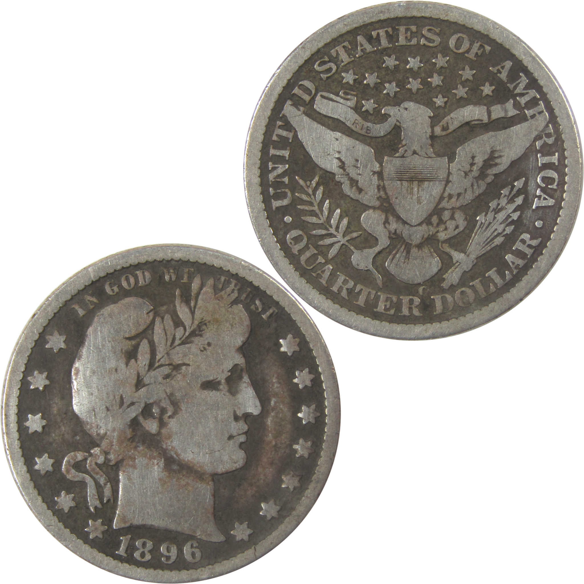 1896 O Barber Silver Quarter VG Very Good Details 25c Coin SKU:I22676