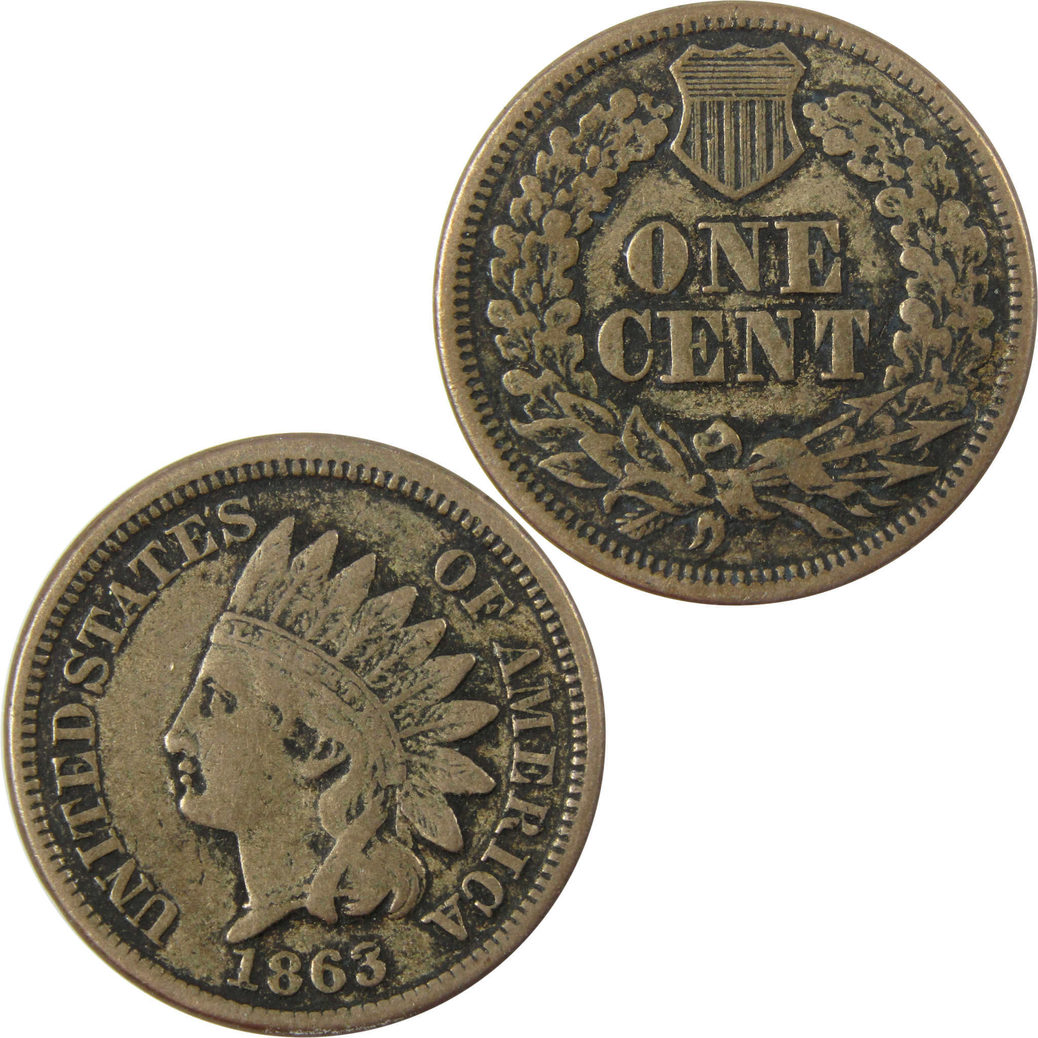 1863 Indian Head Cent VF Very Fine Details Penny 1c Coin SKU:CP1225