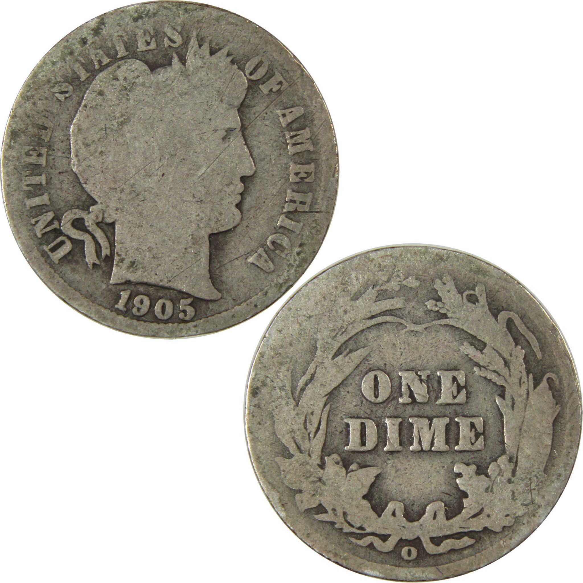 1905 O Micro O Barber Silver Dime G Good Details 10c Coin SKU:I26624