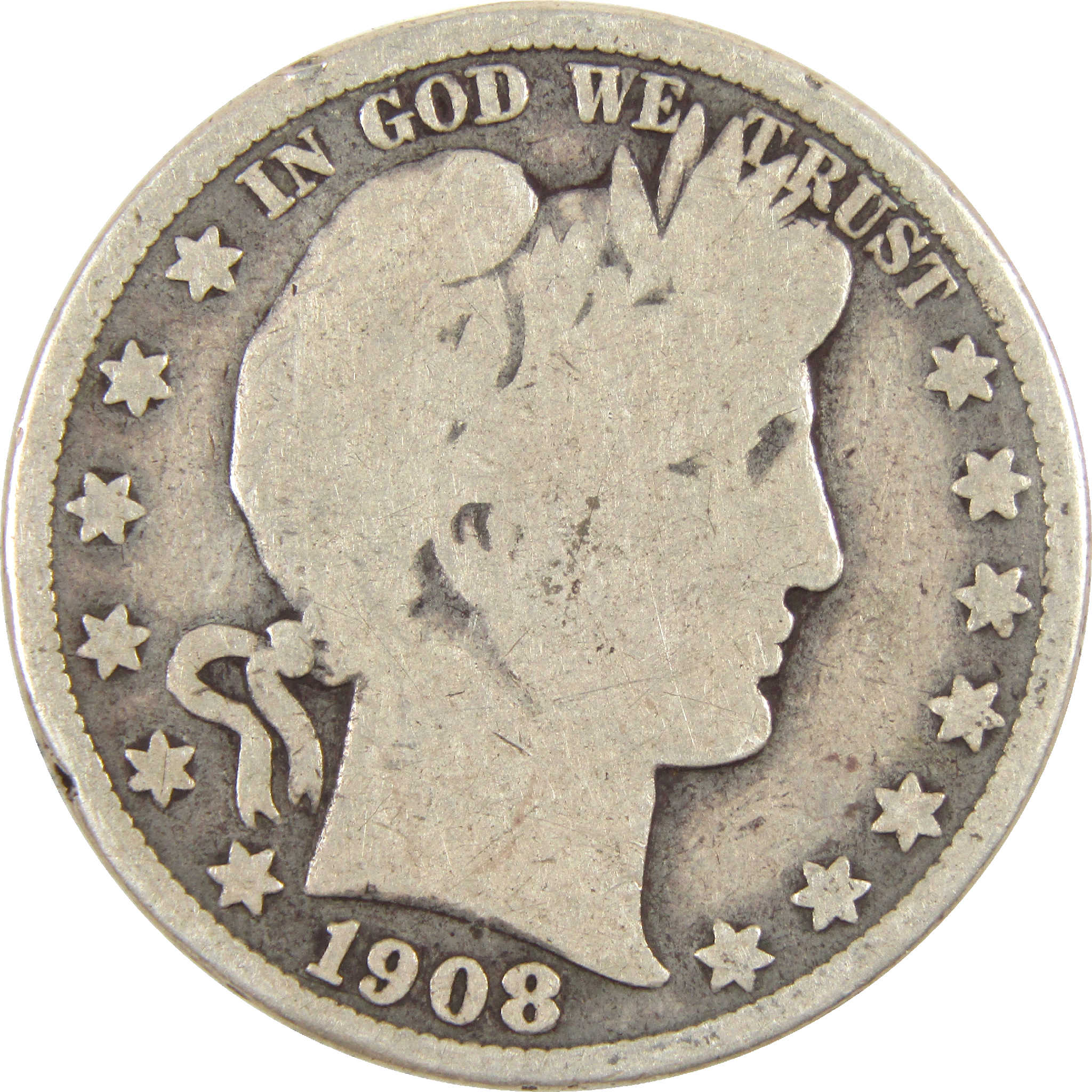 1908 O Barber Half Dollar G Good Silver 50c Coin