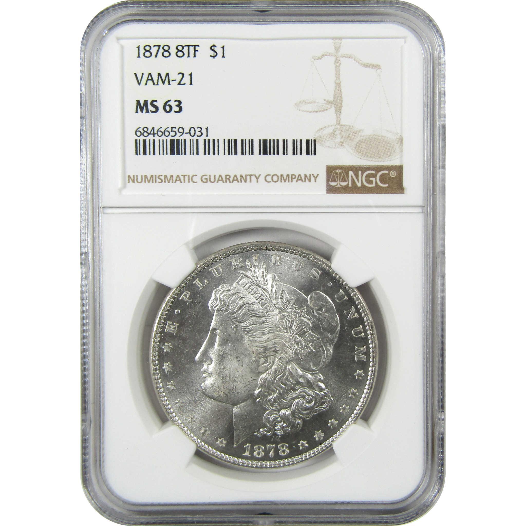 1878 8TF VAM-21 Morgan Silver Dollar MS 63 NGC Uncirculated SKU:I25086 - Morgan coin - Morgan silver dollar - Morgan silver dollar for sale - Profile Coins & Collectibles