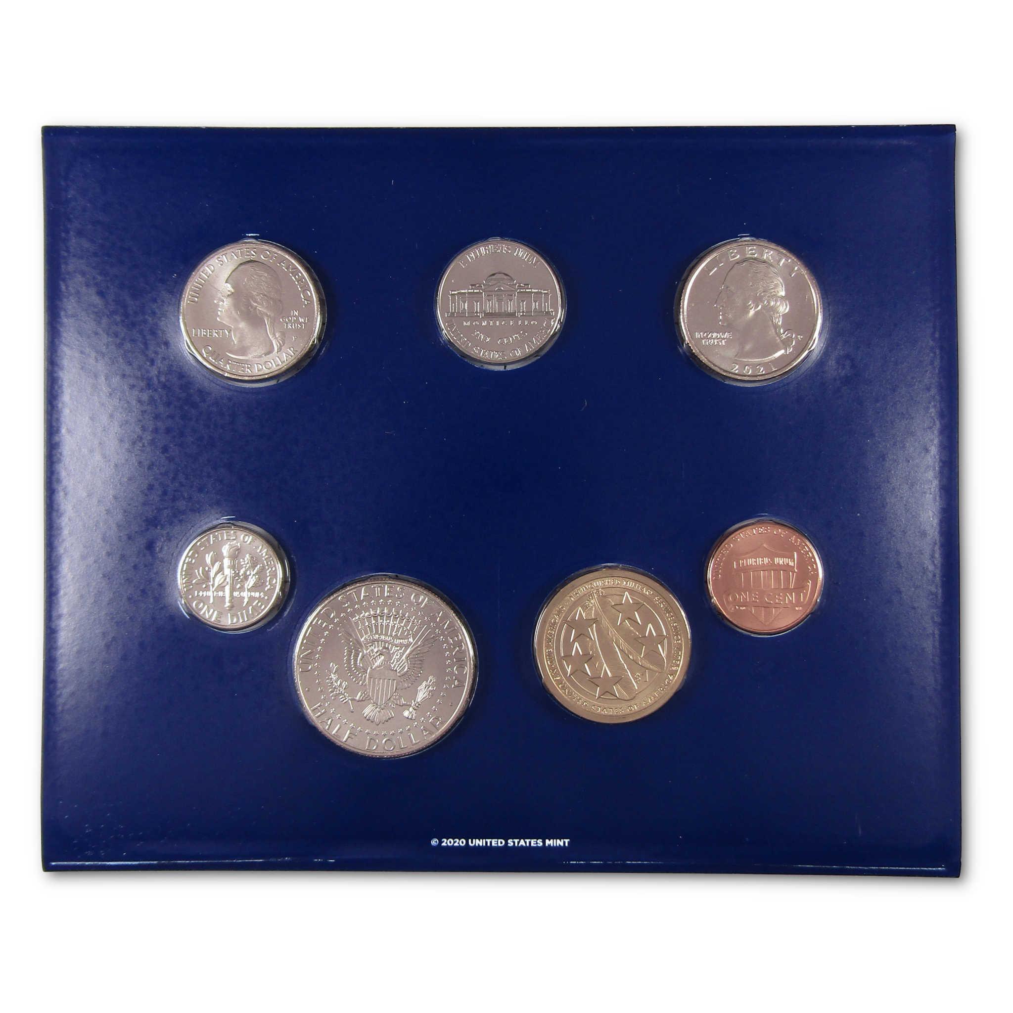 2020 United States Mint uncirculated coin set in blue display holder