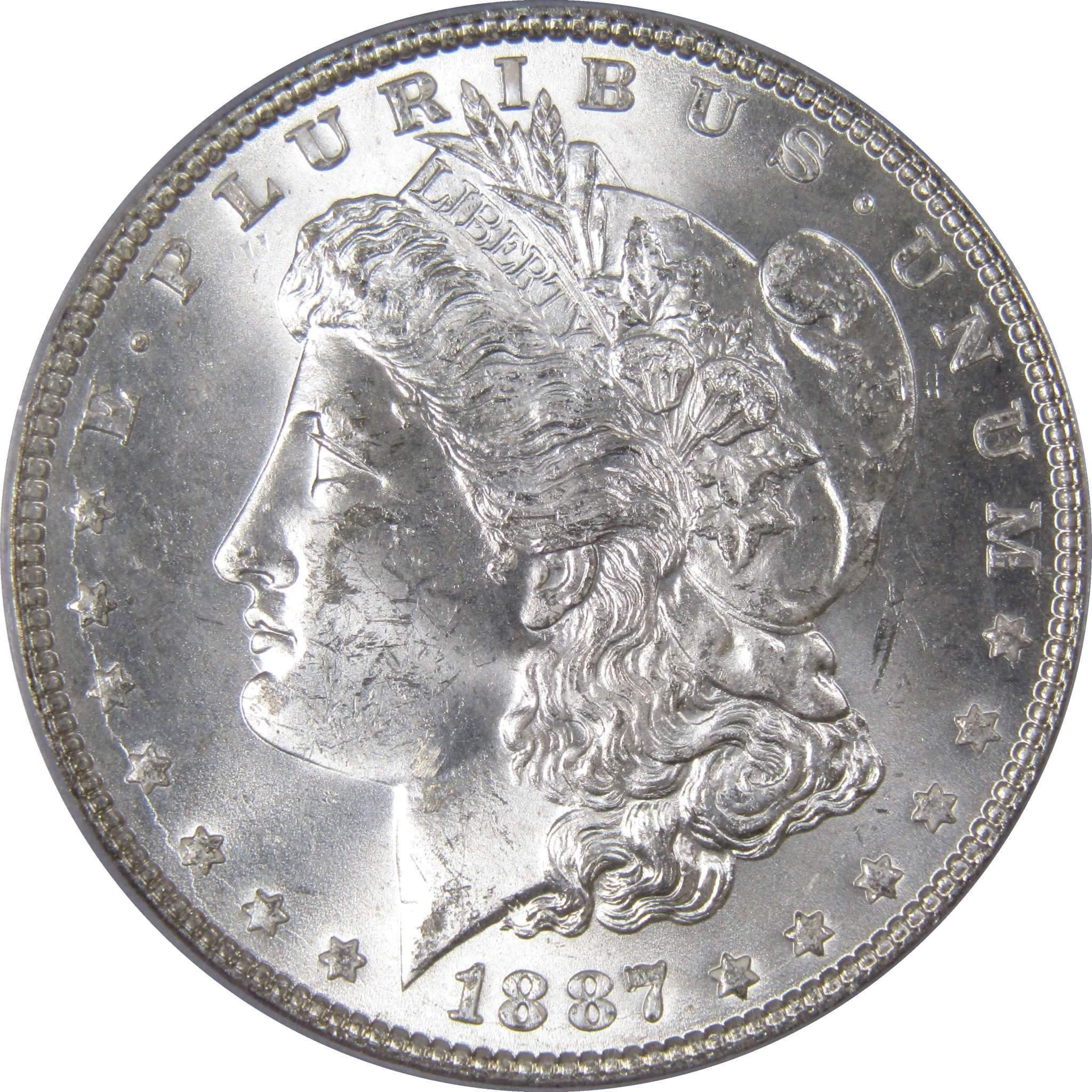 1887 Morgan Dollar MS 63 PCGS Silver Uncirculated $1 Coin - Morgan coin - Morgan silver dollar - Morgan silver dollar for sale - Profile Coins & Collectibles