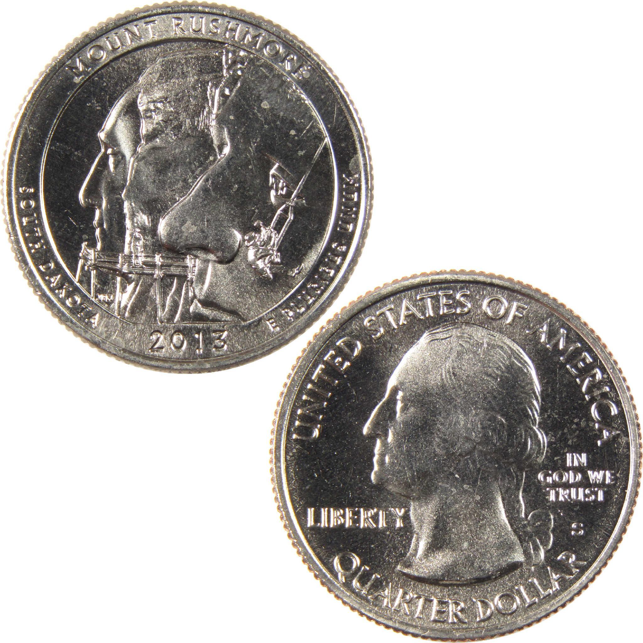 2013 Mount Rushmore South Dakota quarter dollar collectible coin, obverse and reverse sides