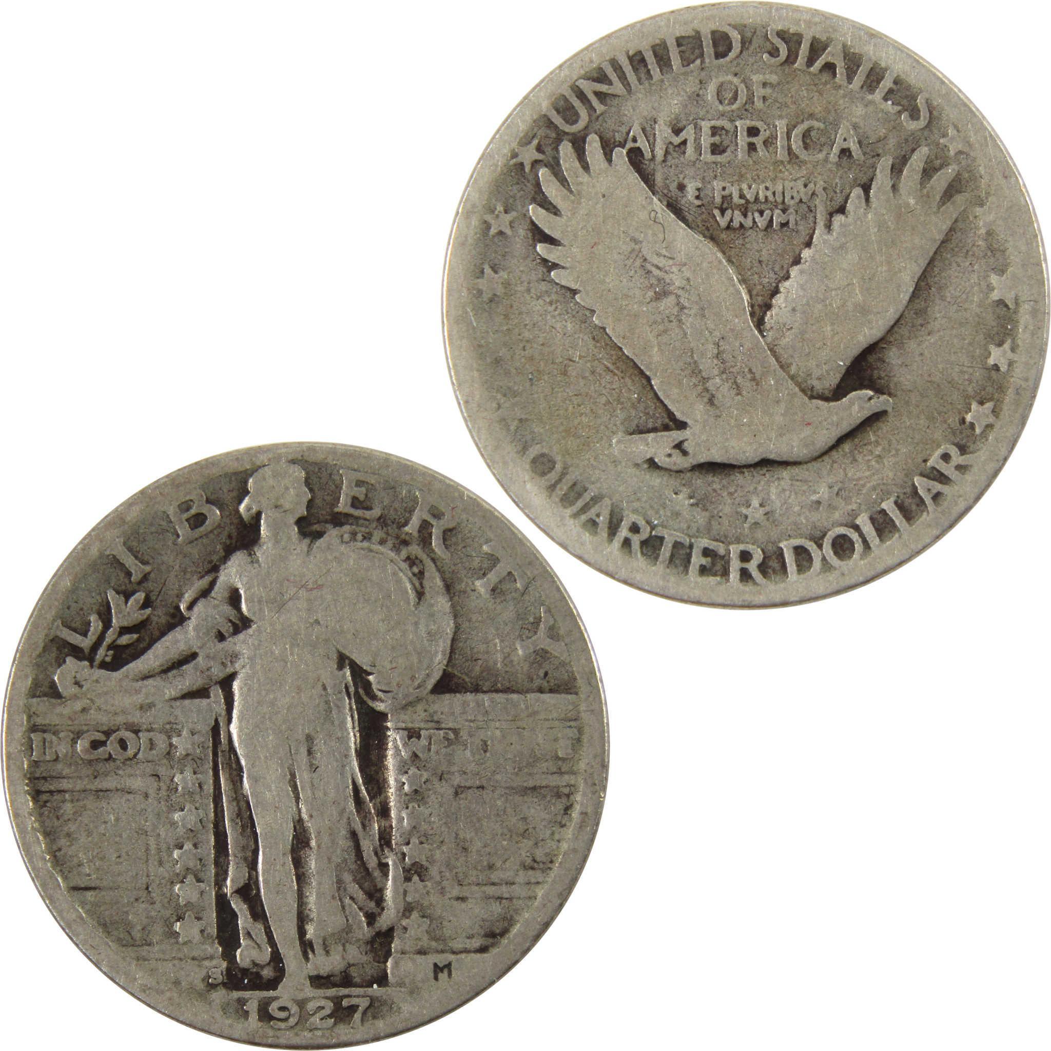1927 S Standing Liberty Quarter G Good 90% Silver 25c Coin SKU:I9914