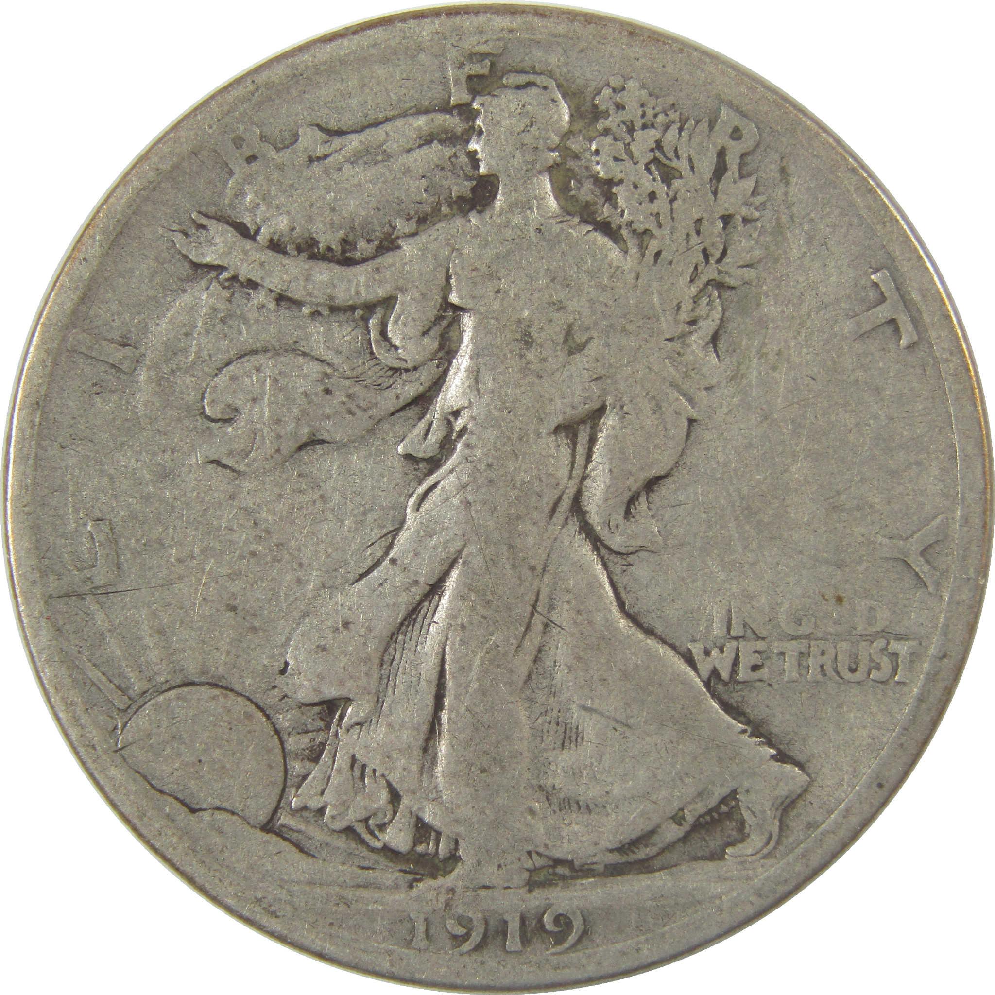 1919 D Liberty Walking Silver Half Dollar VG Very Good SKU:I23575