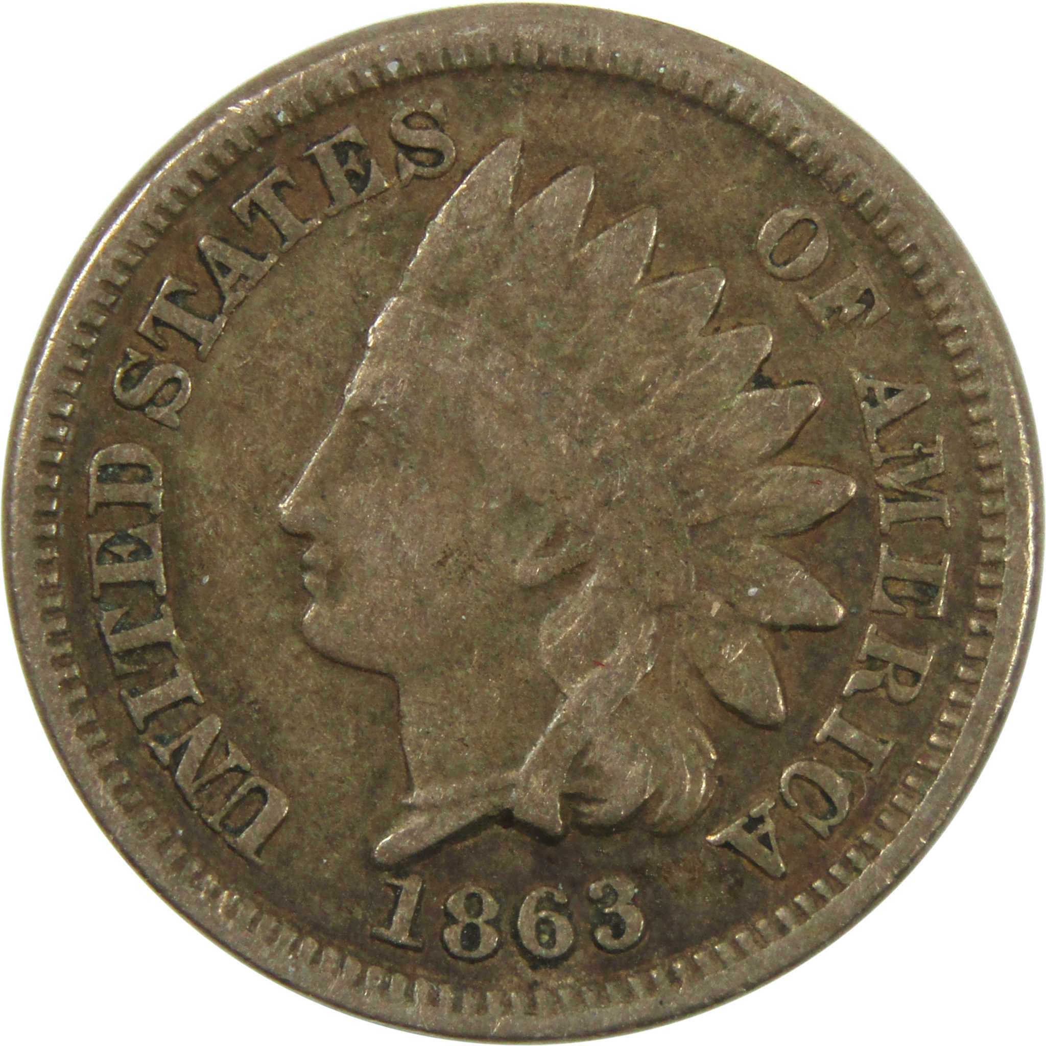 1863 Indian Head Cent VF Very Fine Copper-Nickel Penny 1c SKU:I14096
