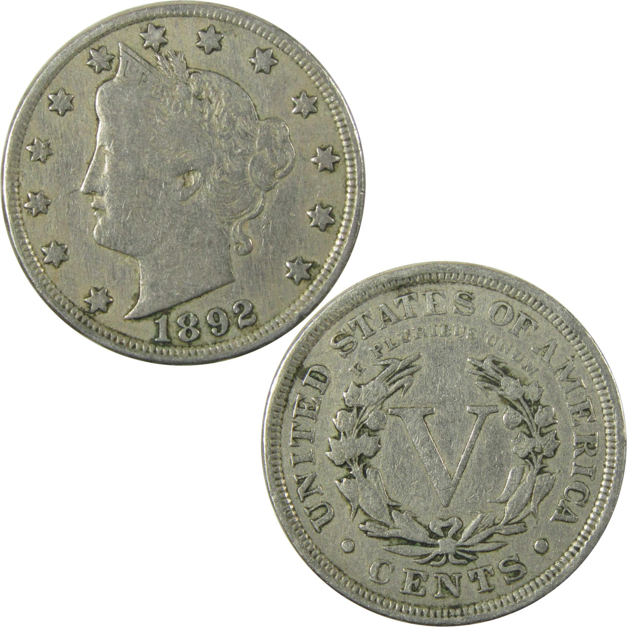 1892 Liberty Head V Nickel VF Very Fine Details 5c Coin SKU:I26031