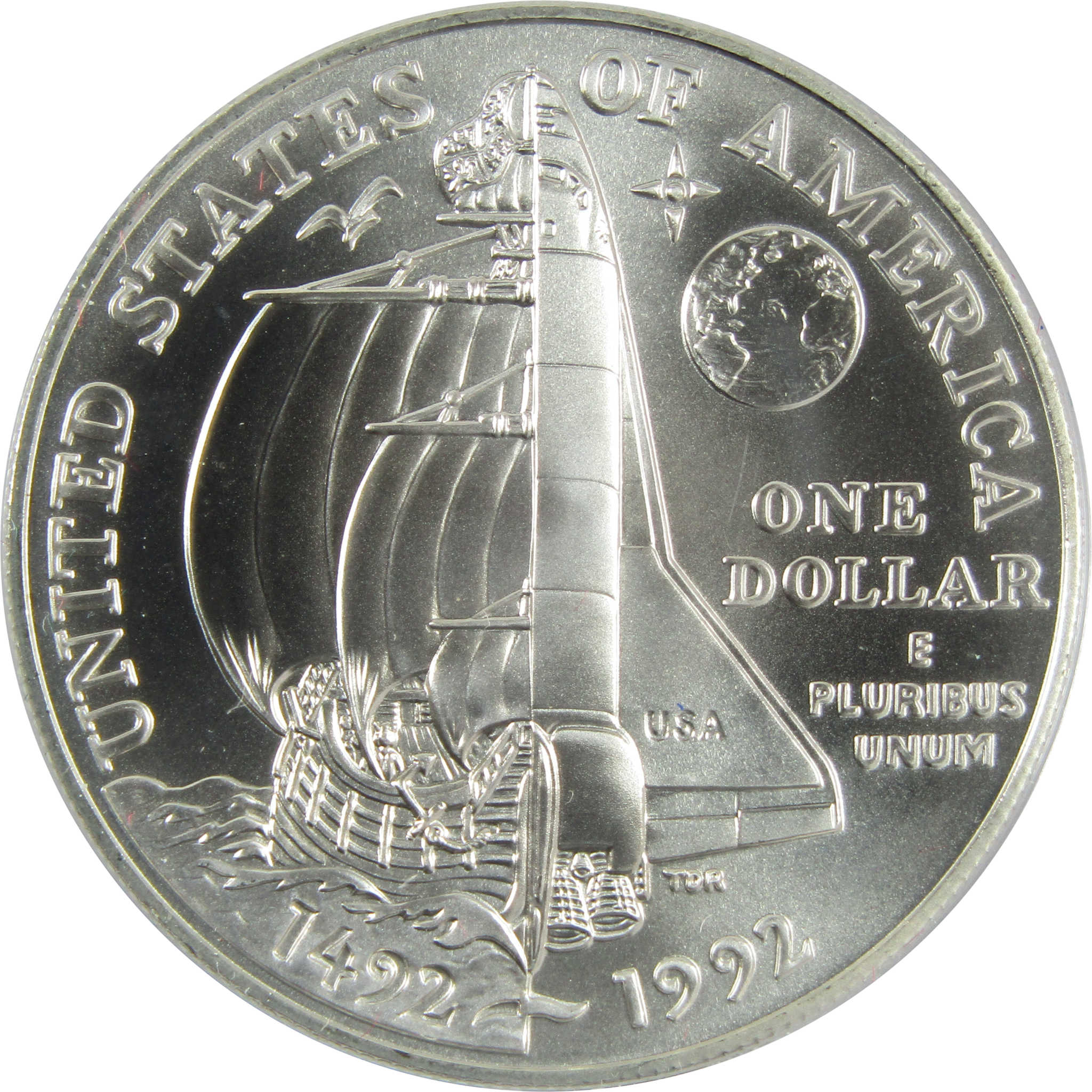 Christopher Columbus Commemorative 1992 D BU Silver $1 SKU:CPC6582