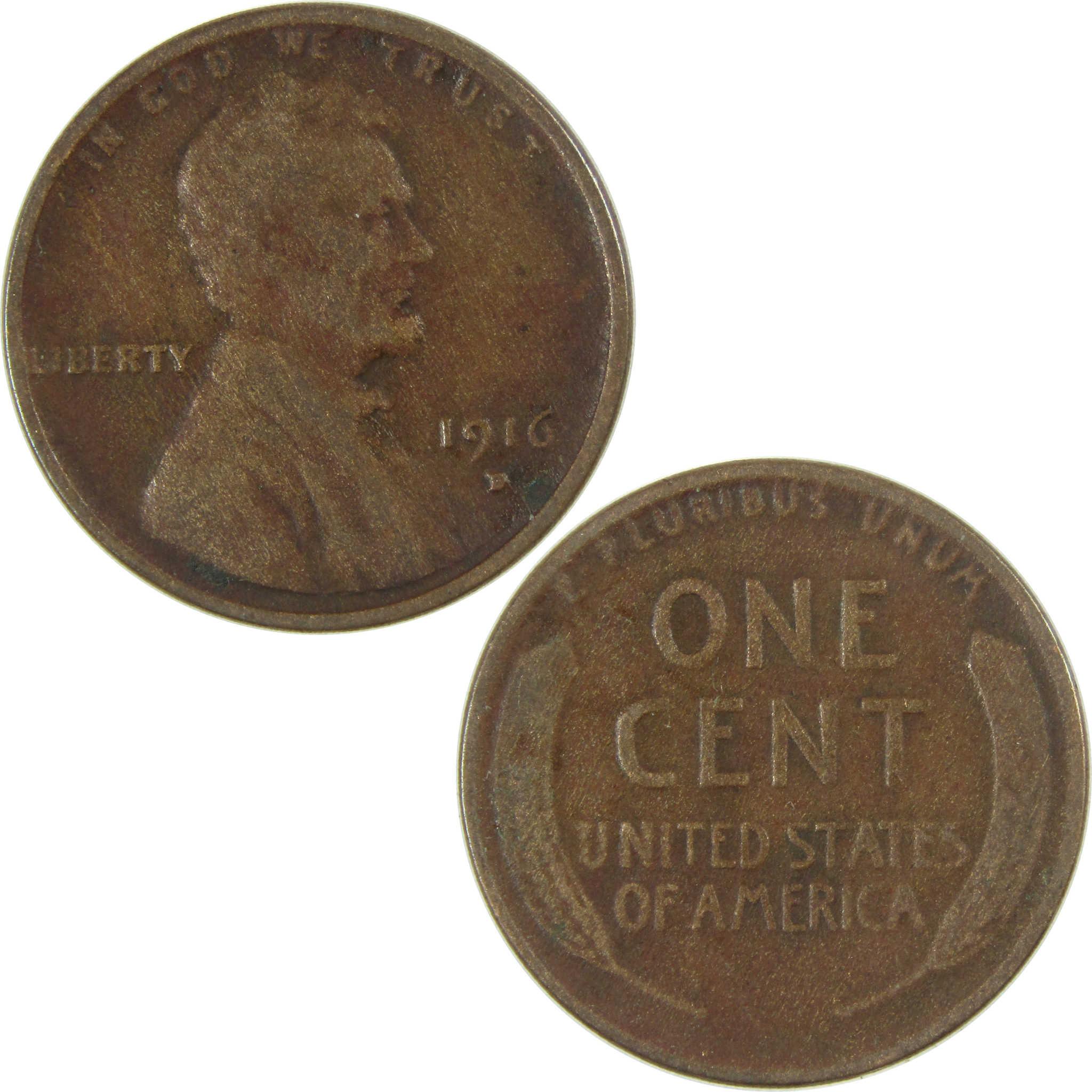 1916 D Lincoln Wheat Cent VG Very Good Penny 1c Coin SKU:I26700