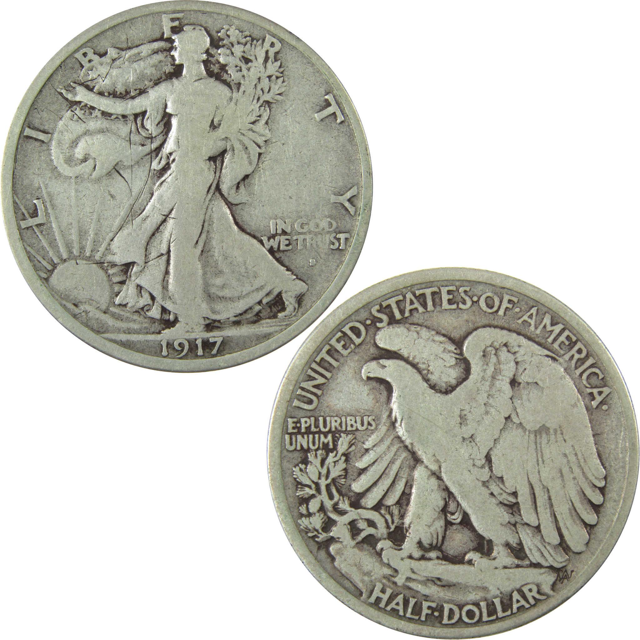1917 S Obverse Liberty Walking 50c VG Very Good Details SKU:CP1466
