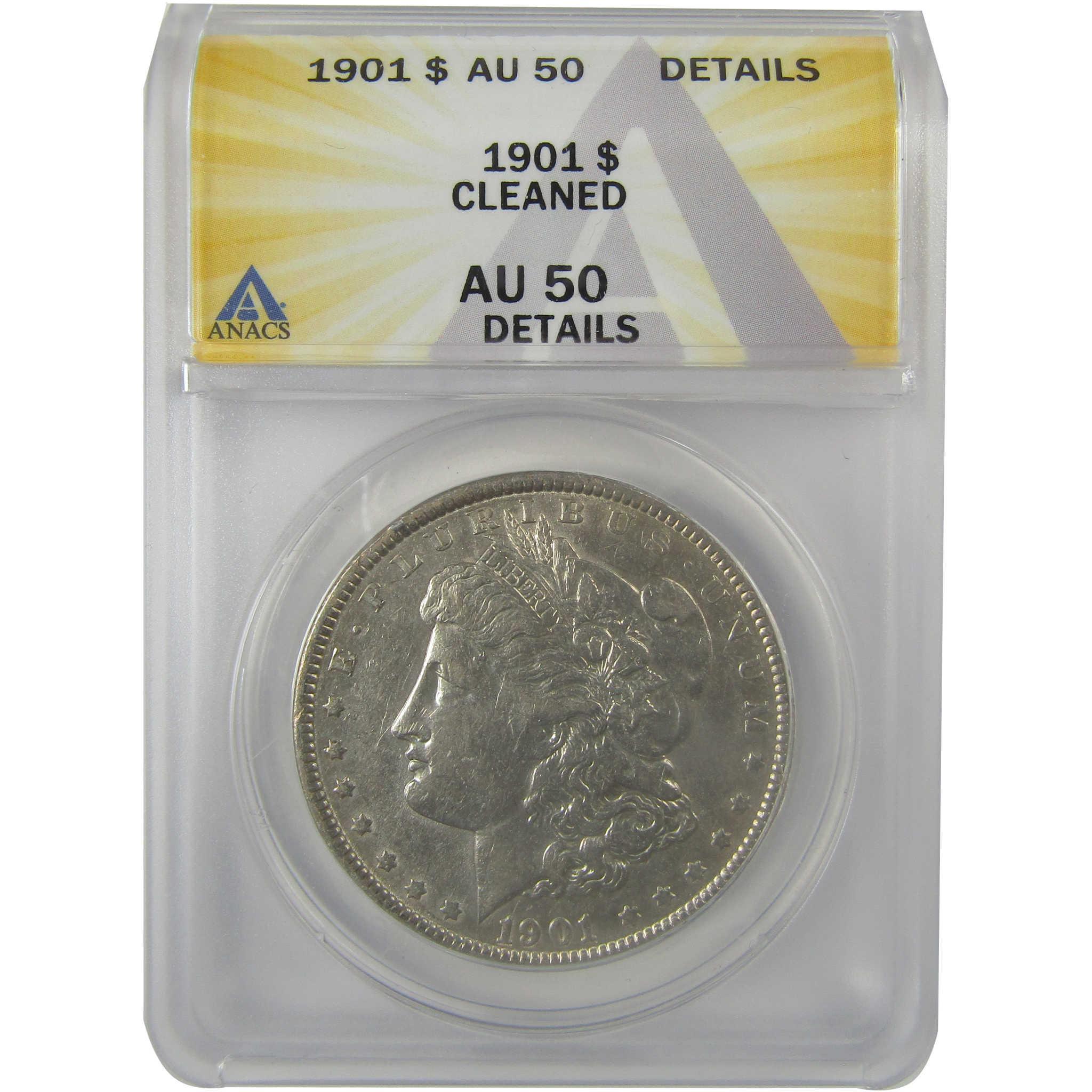 1901 Morgan Dollar AU 50 Details ANACS Silver $1 Coin SKU:I21272 - Morgan coin - Morgan silver dollar - Morgan silver dollar for sale - Profile Coins & Collectibles