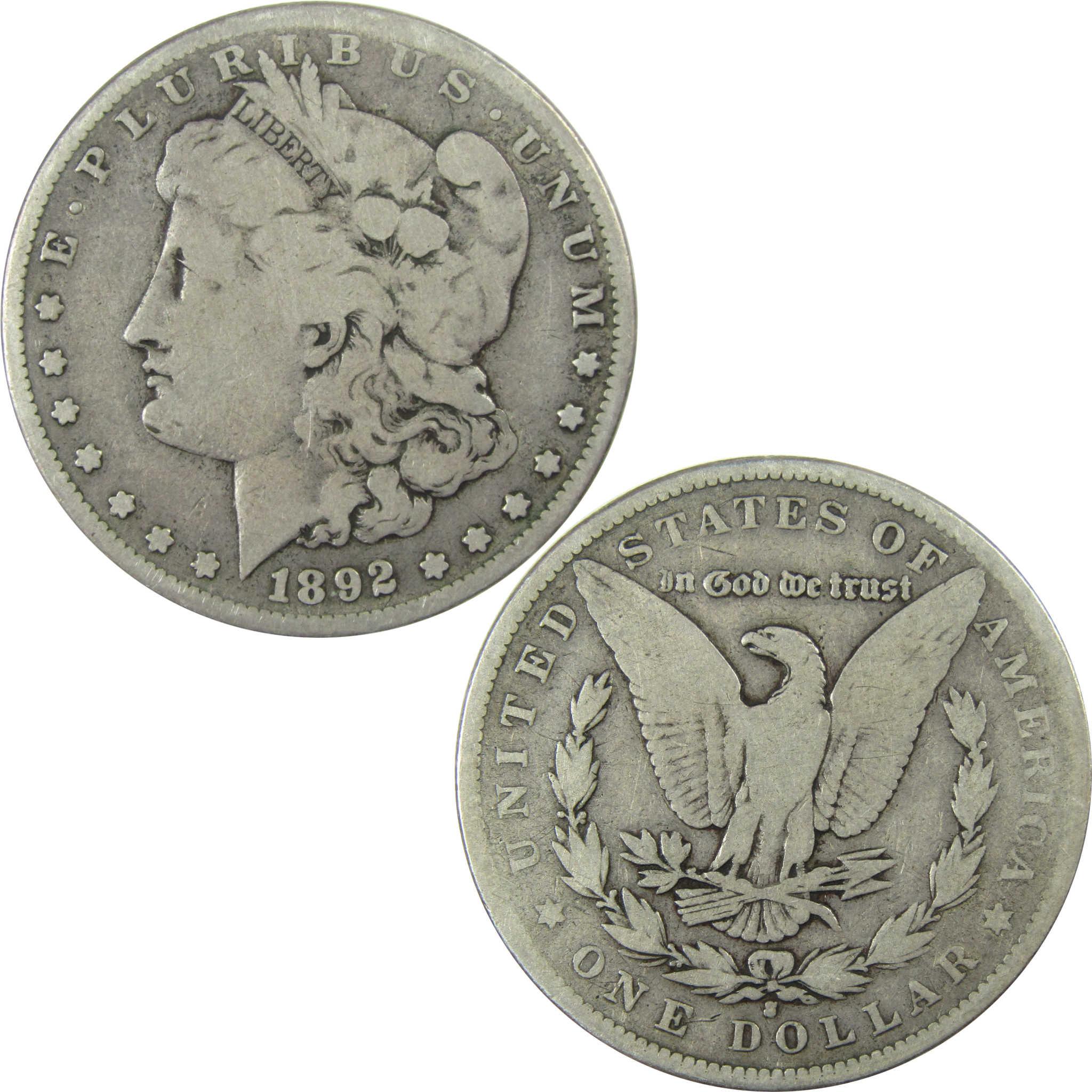 1892 S Morgan Silver Dollar VG Very Good $1 Coin SKU:I25926 - Morgan coin - Morgan silver dollar - Morgan silver dollar for sale - Profile Coins & Collectibles