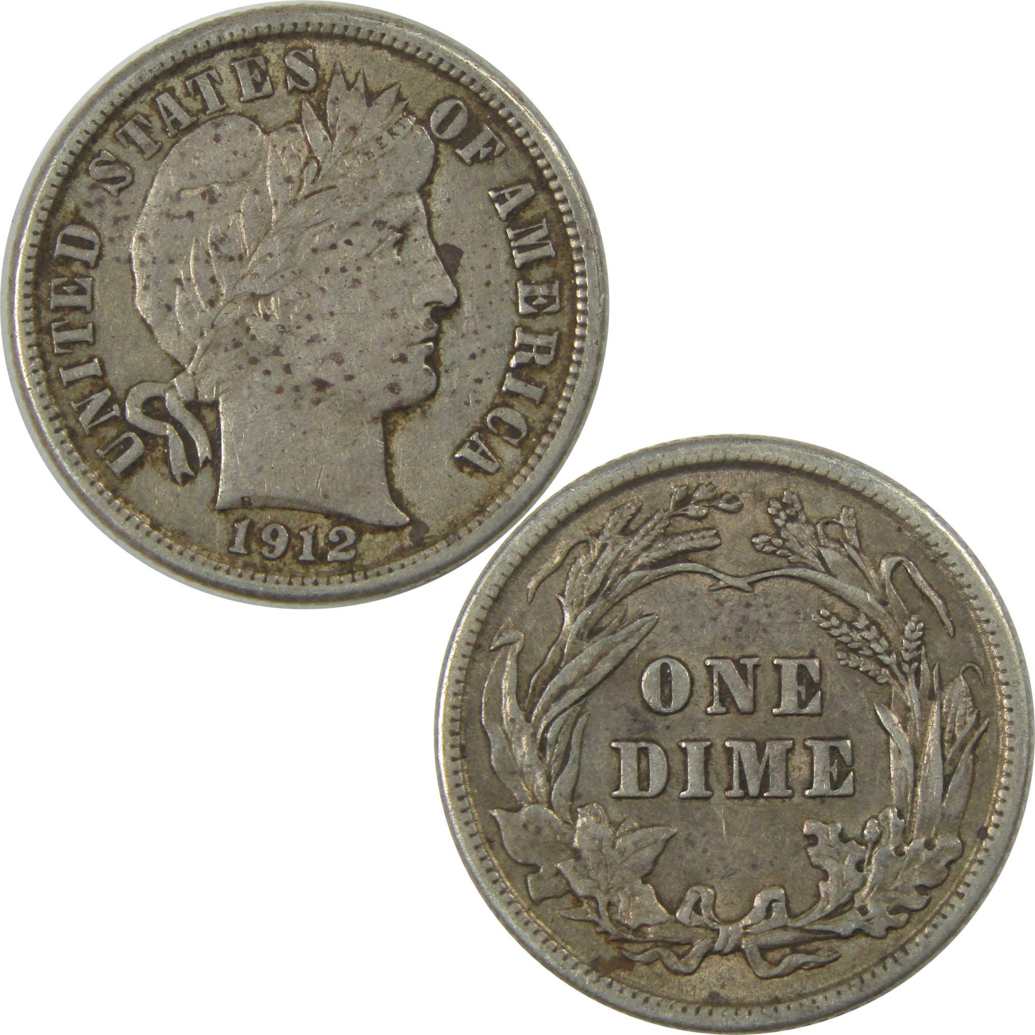 1912 Barber Dime XF EF Extremely Fine Details Silver SKU:I20658