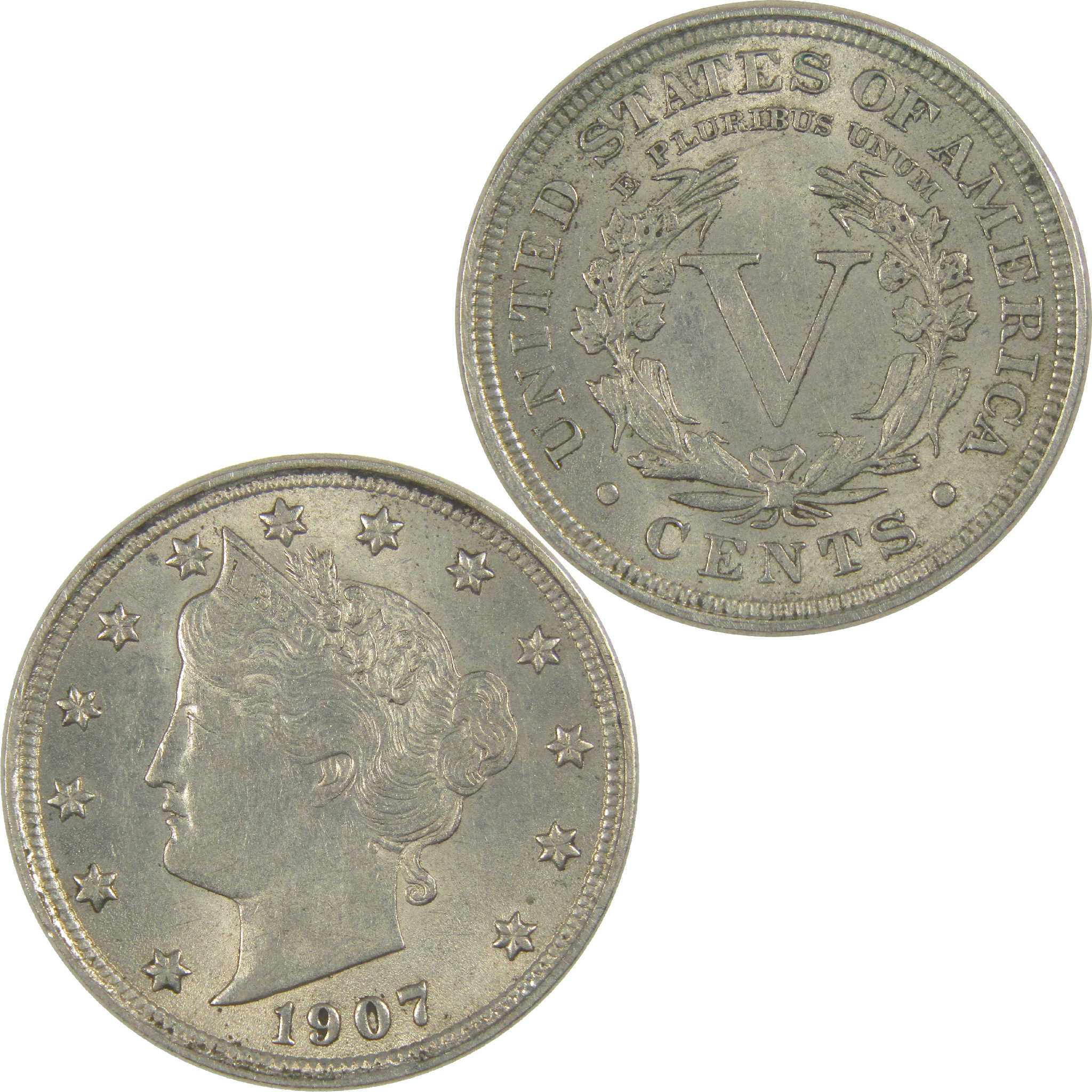 1907 Liberty Head V Nickel CH AU Choice About Uncirculated 5c Coin