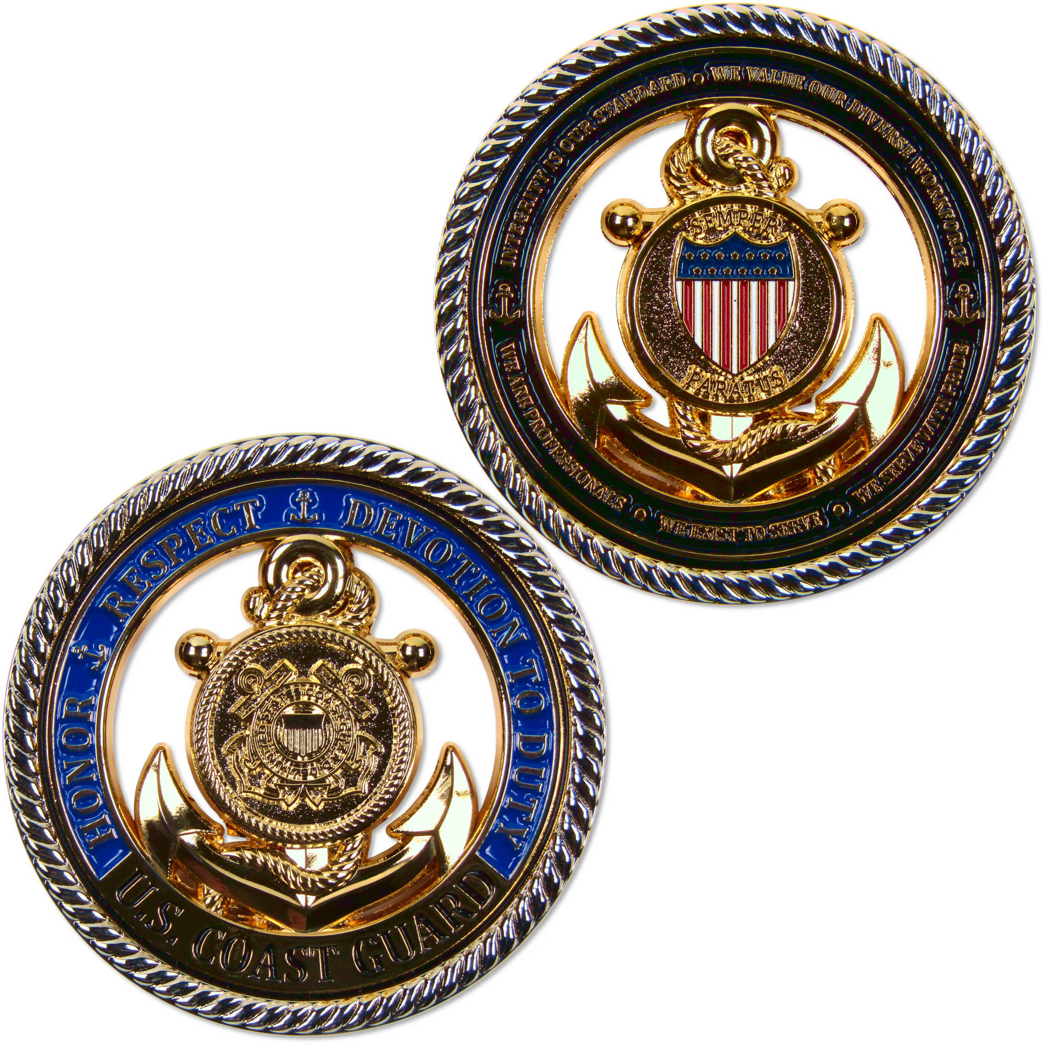 United States Coast Guard Challenge Coin Brass Collectible Enameled Coloring