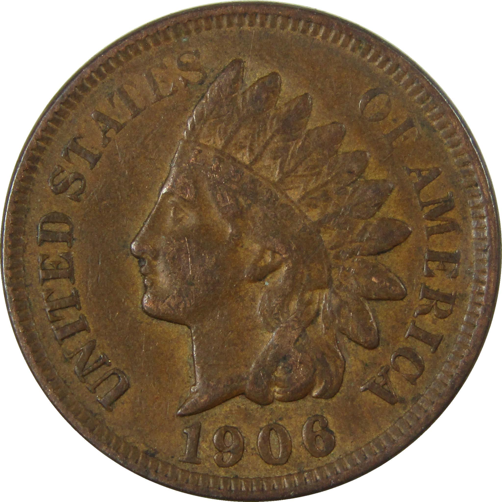 1906 Indian Head Cent XF EF Extremely Fine Penny 1c Coin SKU:I26977