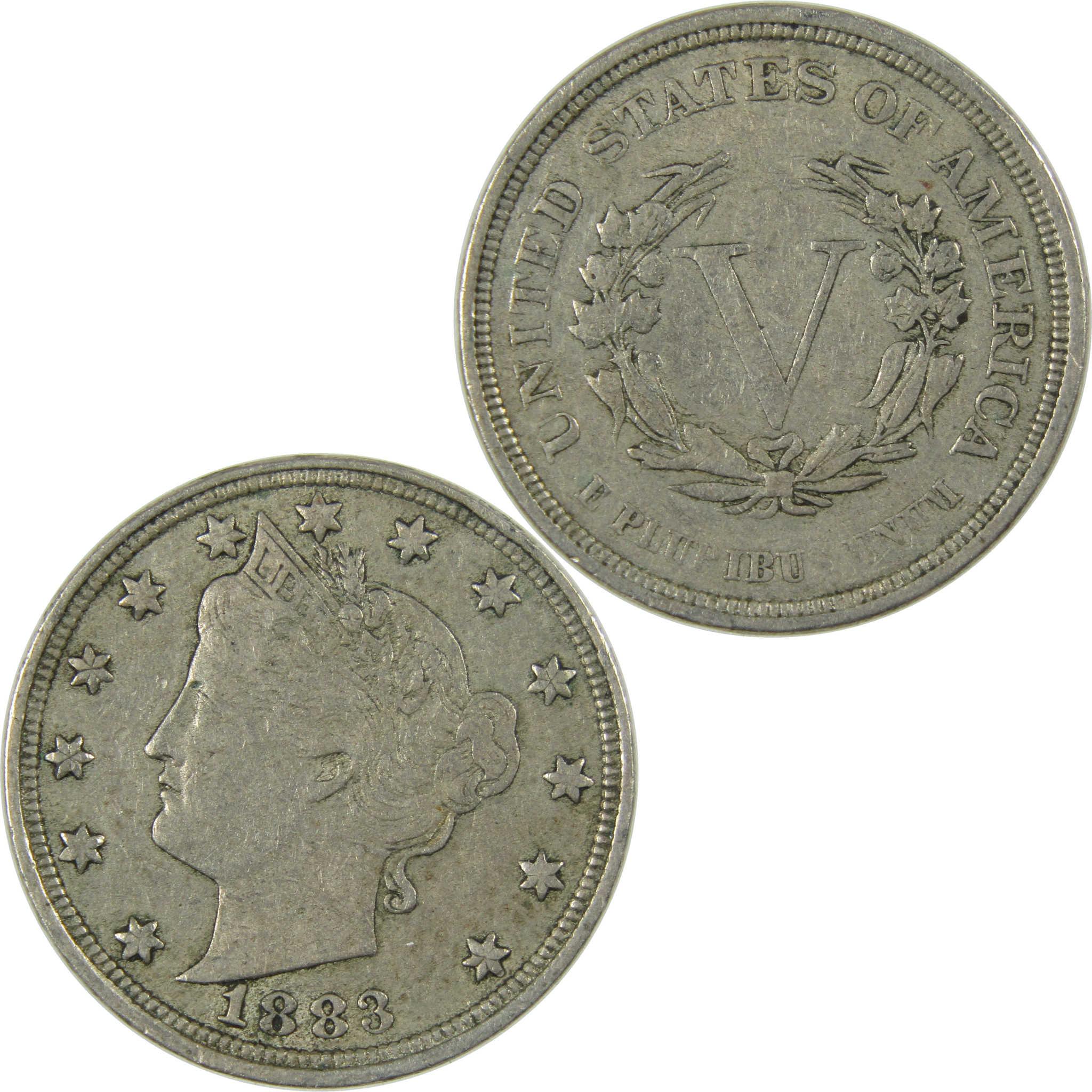 1883 No Cents Liberty Head V Nickel VF Very Fine 5c Coin SKU:I27244