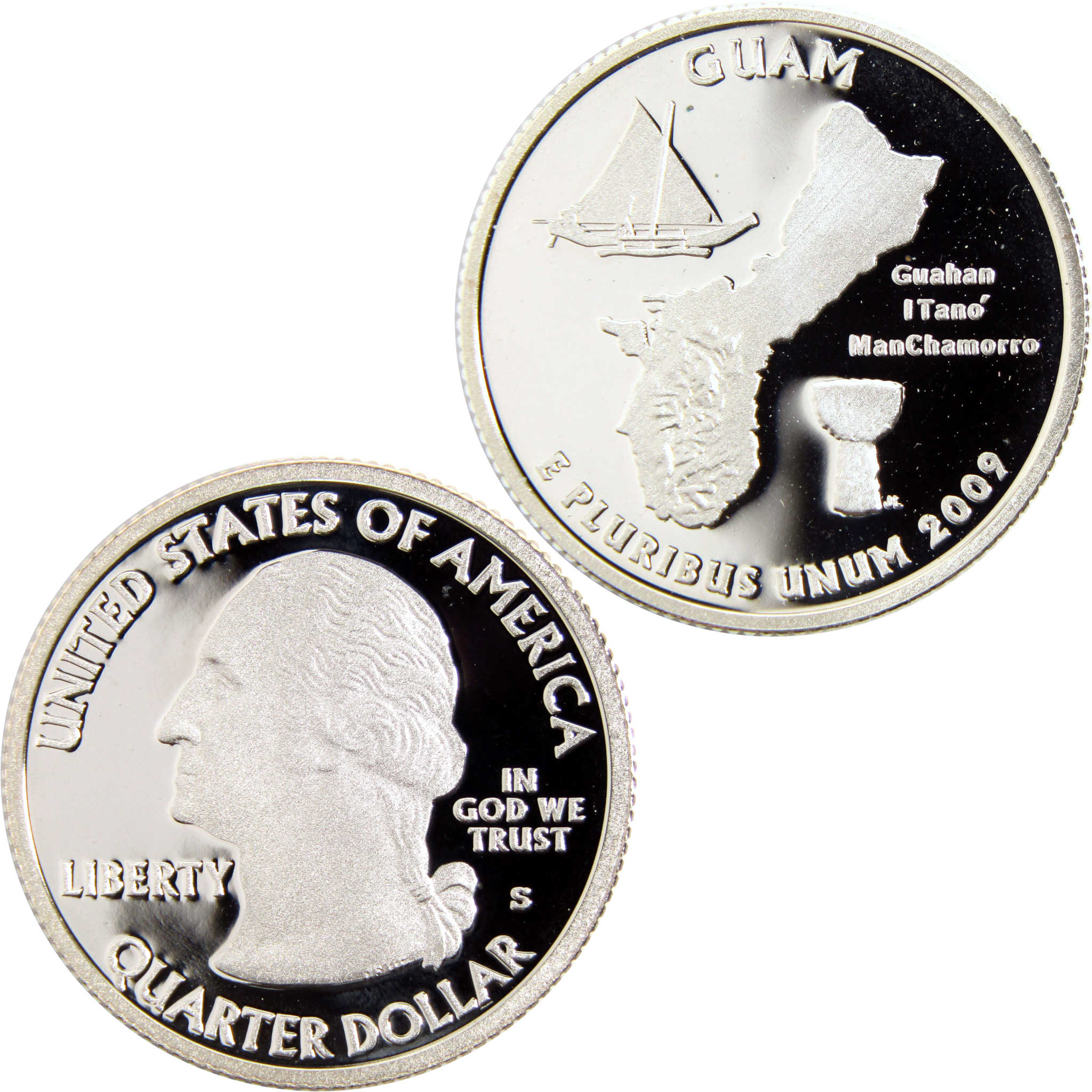 2009 S Guam DC & US Territories Quarter Silver Proof 25c Coin