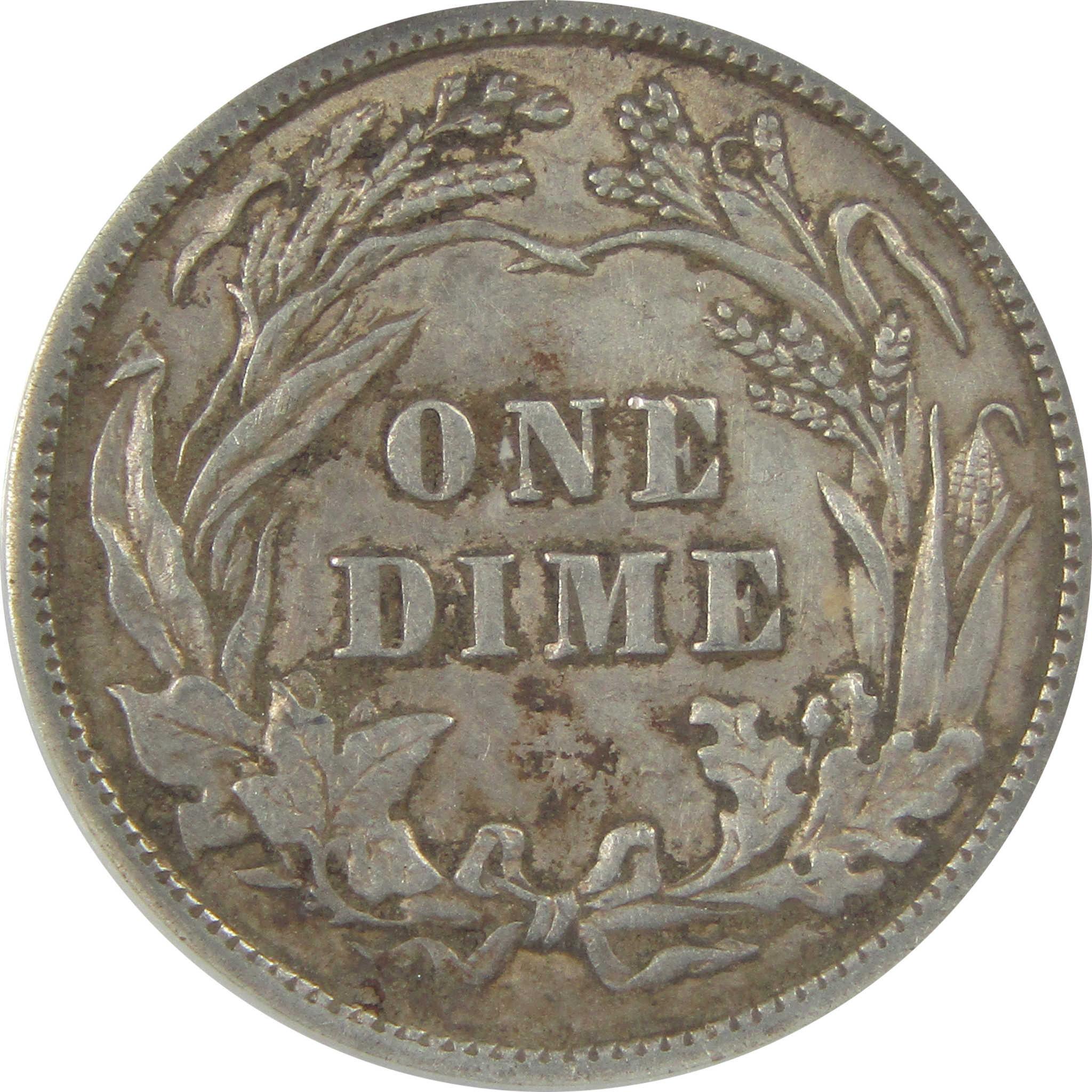 1908 Barber Dime AU 58 Details ANACS Silver 10c Coin SKU:I22325