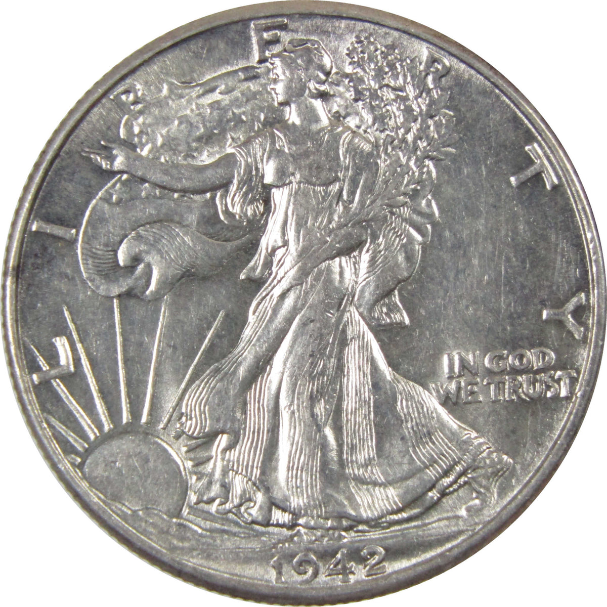 1942 Liberty Walking Silver 50c Borderline Uncirculated SKU:I28683
