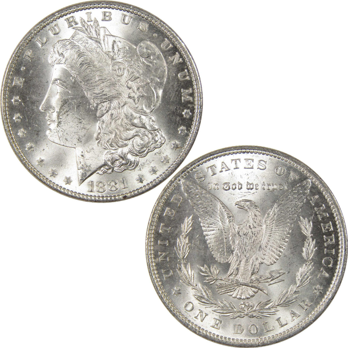 1881 Morgan Silver Dollar Uncirculated Mint State $1 Coin Collectible - Morgan coin - Morgan silver dollar - Morgan silver dollar for sale - Profile Coins & Collectibles