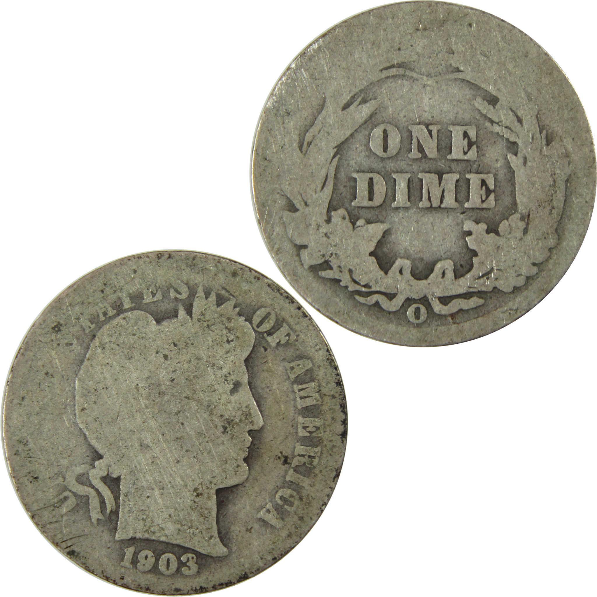 1903 O Barber Silver Dime AG About Good 10c Coin Collectible SKU:CP724