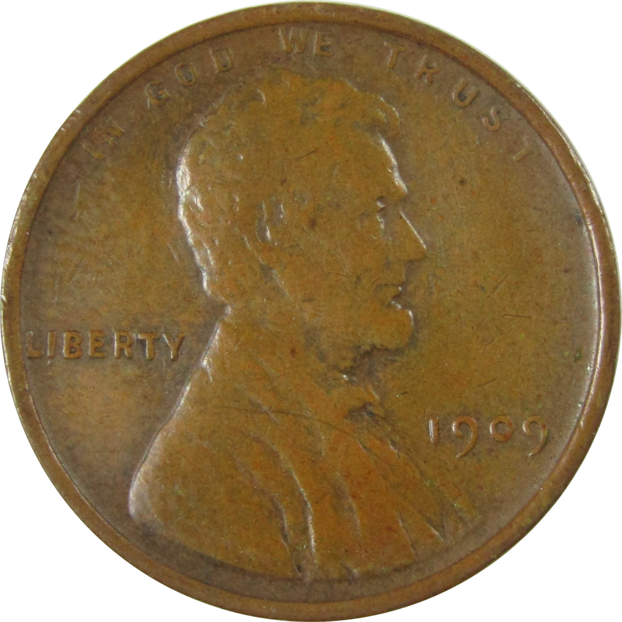 1909 Lincoln Wheat Cent F Fine Details Penny 1c Coin SKU:I26341