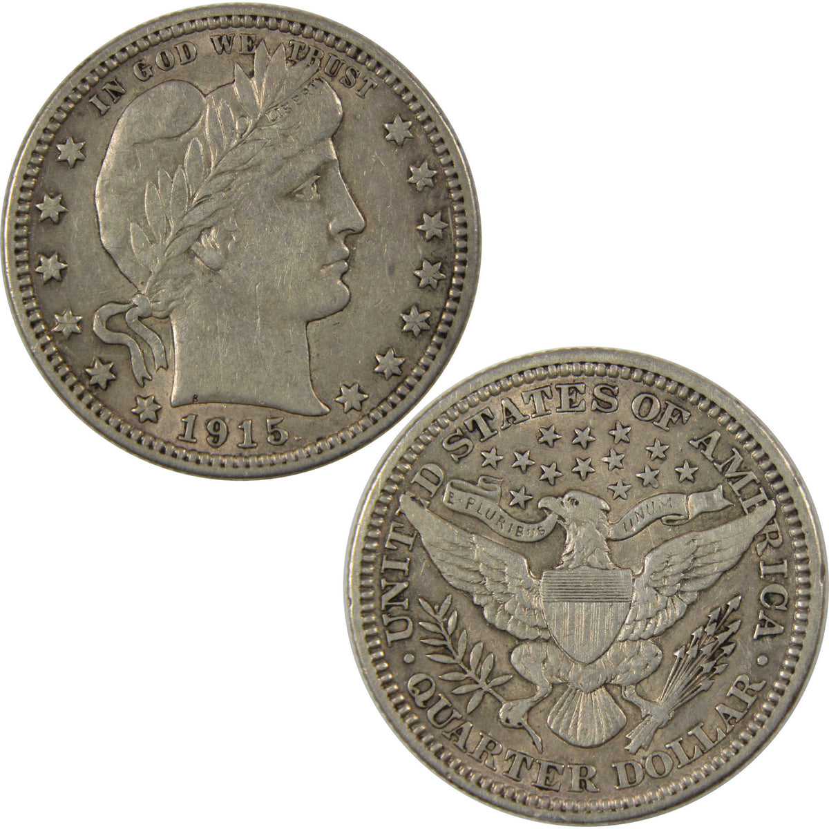 1915 Barber Silver Quarter XF EF Extremely Fine 25c Coin Collectible