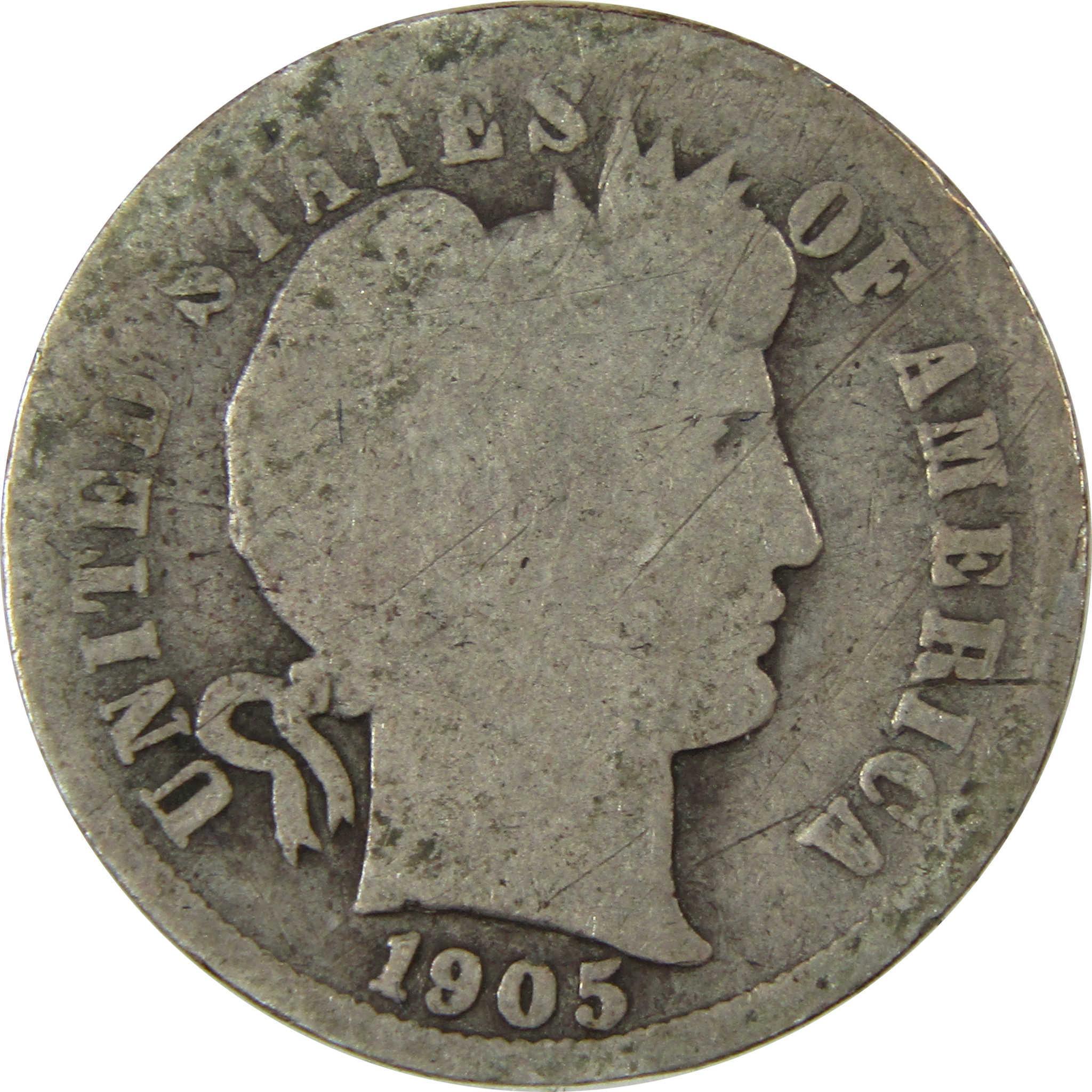 1905 O Micro O Barber Silver Dime G Good Details 10c Coin SKU:I26624
