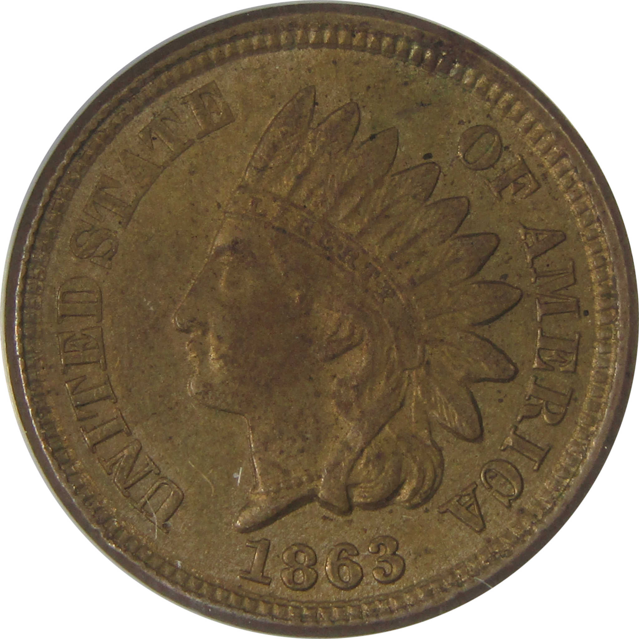 1863 Indian Head Cent MS 60 ANACS Penny Uncirculated SKU:I23638