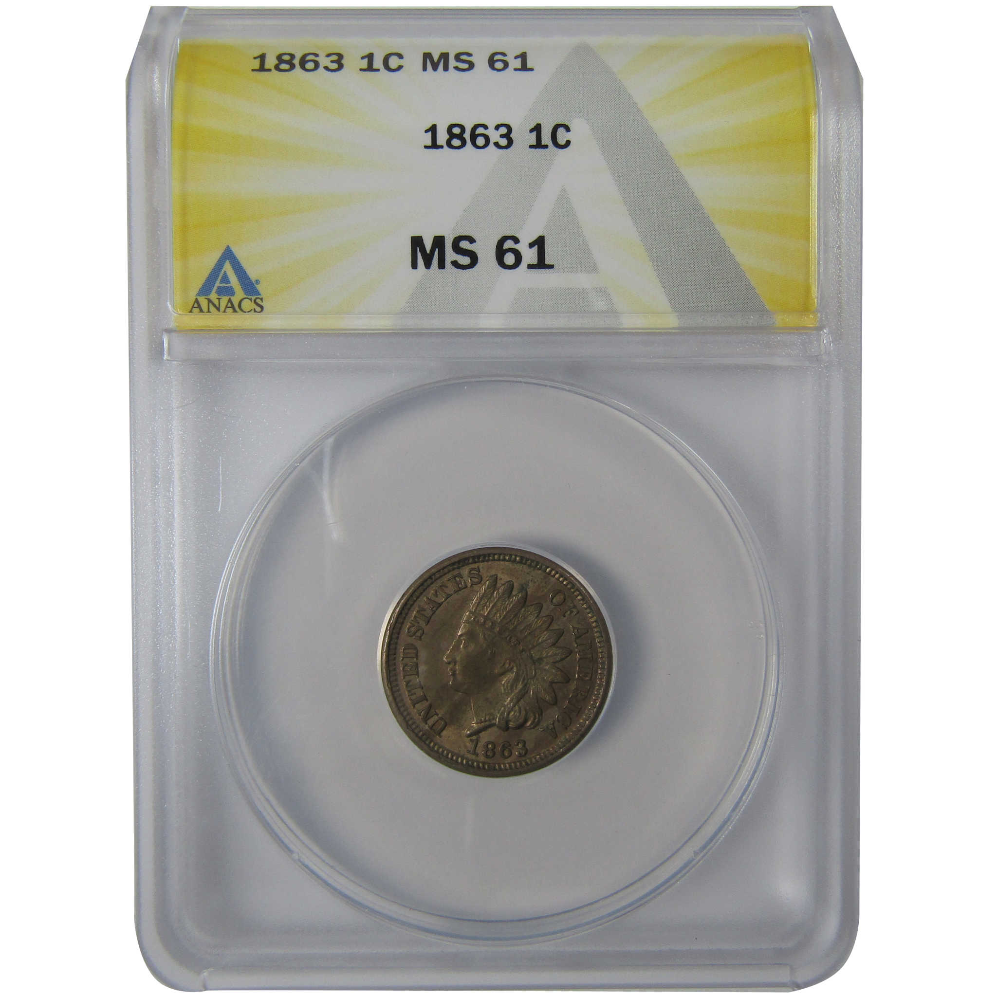 1863 Indian Head Cent MS 61 ANACS Penny Uncirculated SKU:I23626