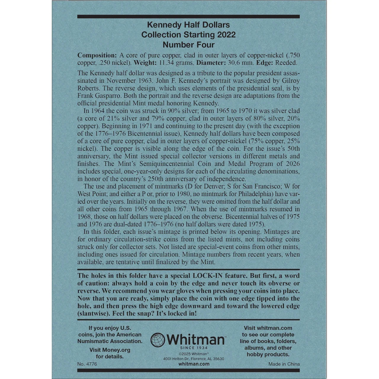 Whitman Kennedy Half Dollar Coin Folder Collection #4 Starting 2022