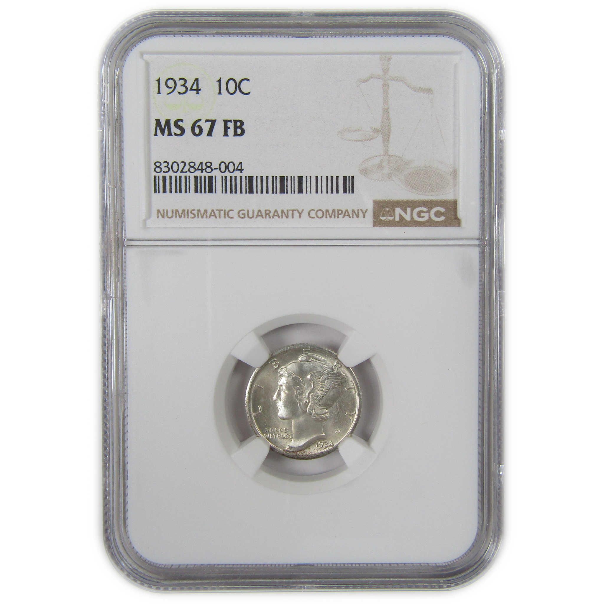 1934 Mercury Dime MS 67 FB NGC Silver Uncirculated 10c Coin SKU:I23678