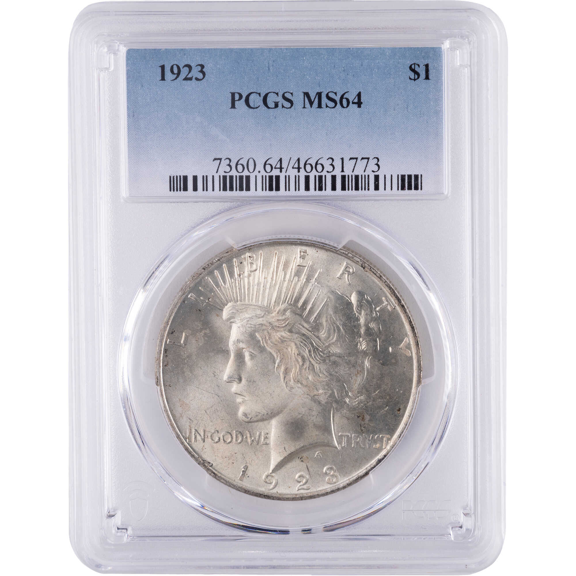 1923 Peace Dollar MS 64 PCGS Silver $1 Uncirculated Coin SKU:I12849