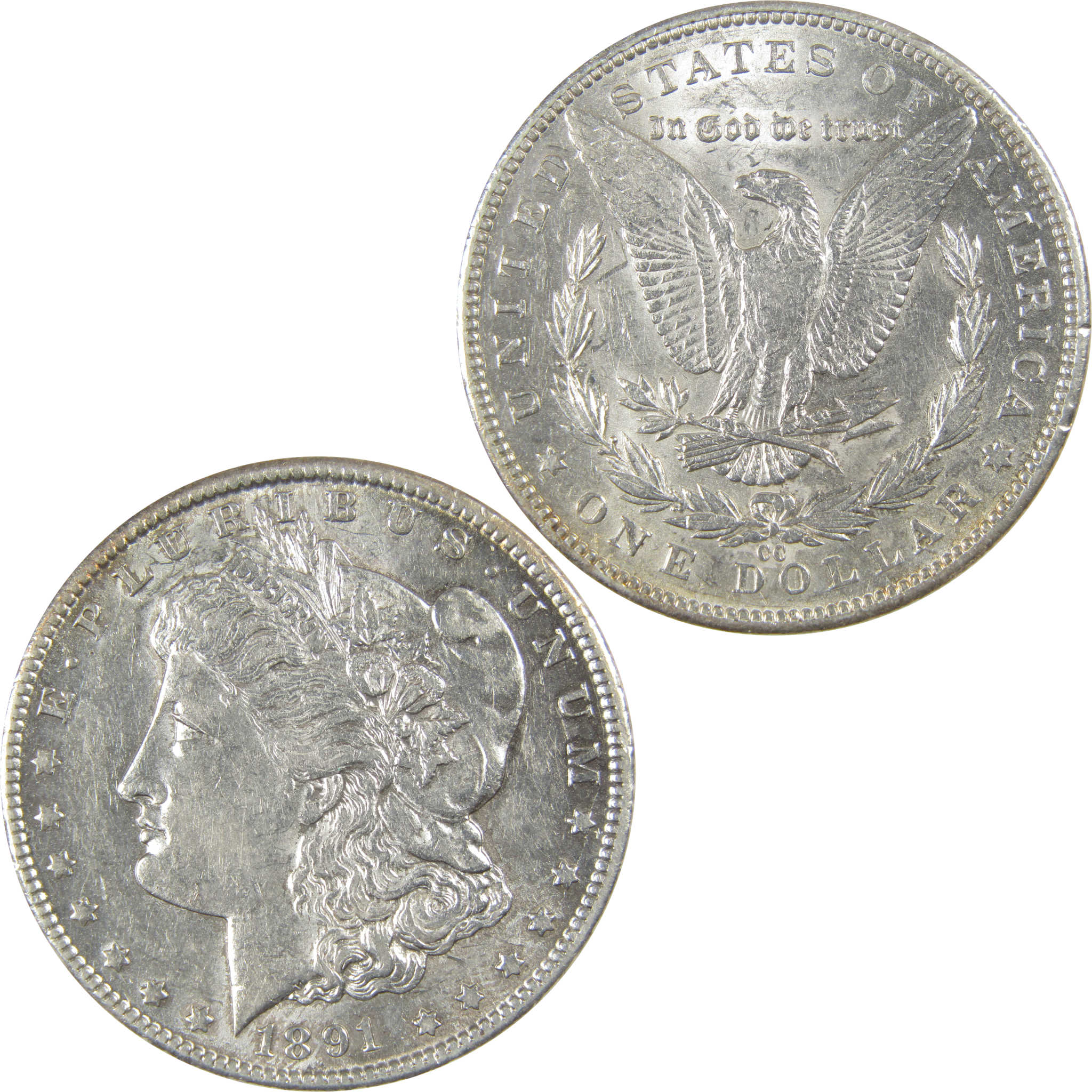 1891 CC Morgan Dollar AU About Uncirculated Silver $1 Coin SKU:I23430
