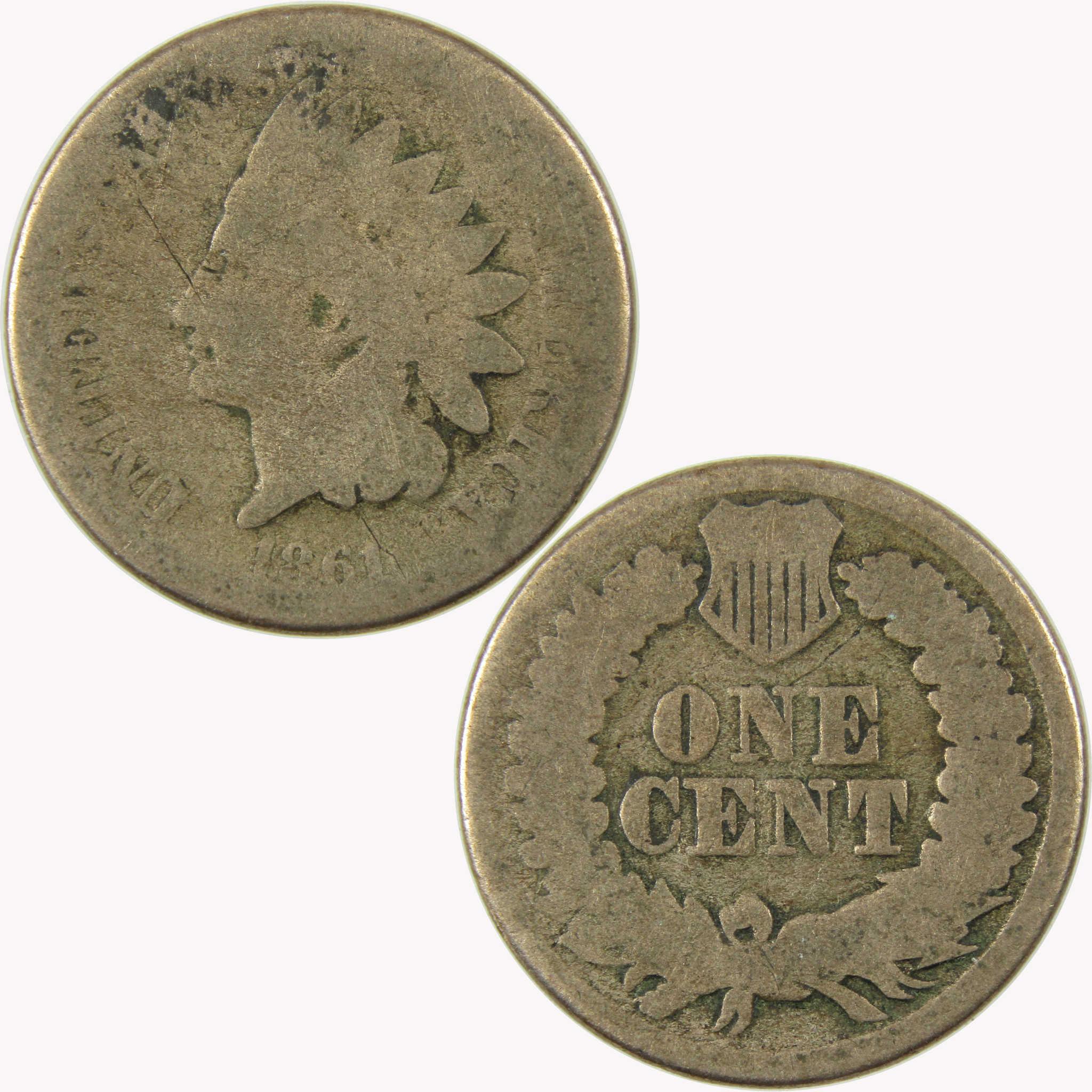 1861 Indian Head 1cAG About Good Penny 1c Coin SKU:CP1065