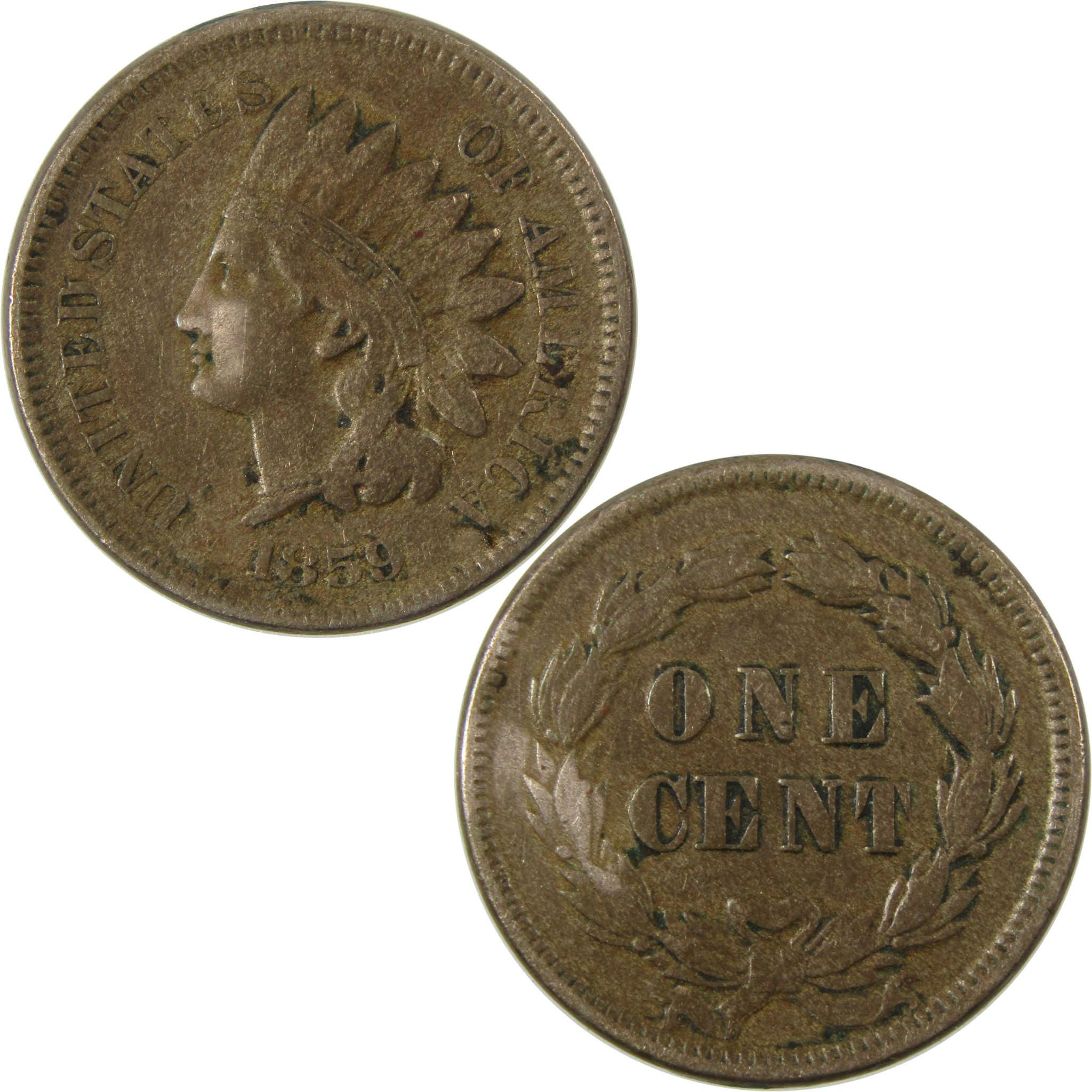 1859 Indian Head Cent VF Very Fine Penny 1c Coin SKU:CP1291