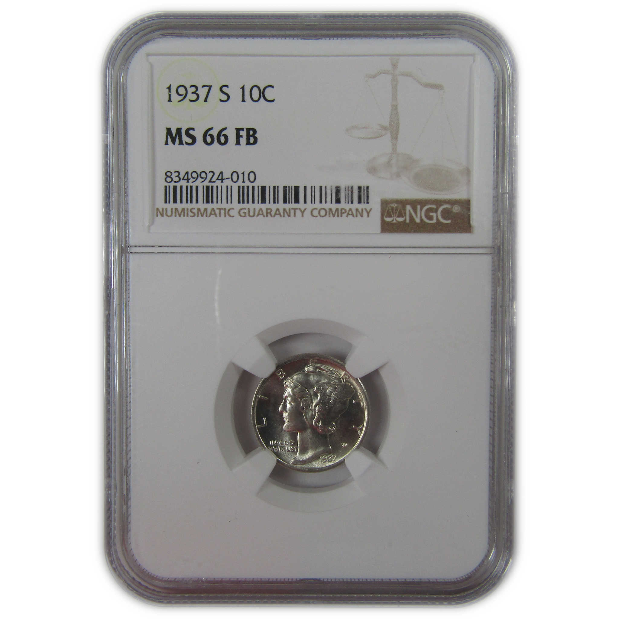 1937 S Mercury Dime MS 66 FB NGC Silver Uncirculated SKU:I23189