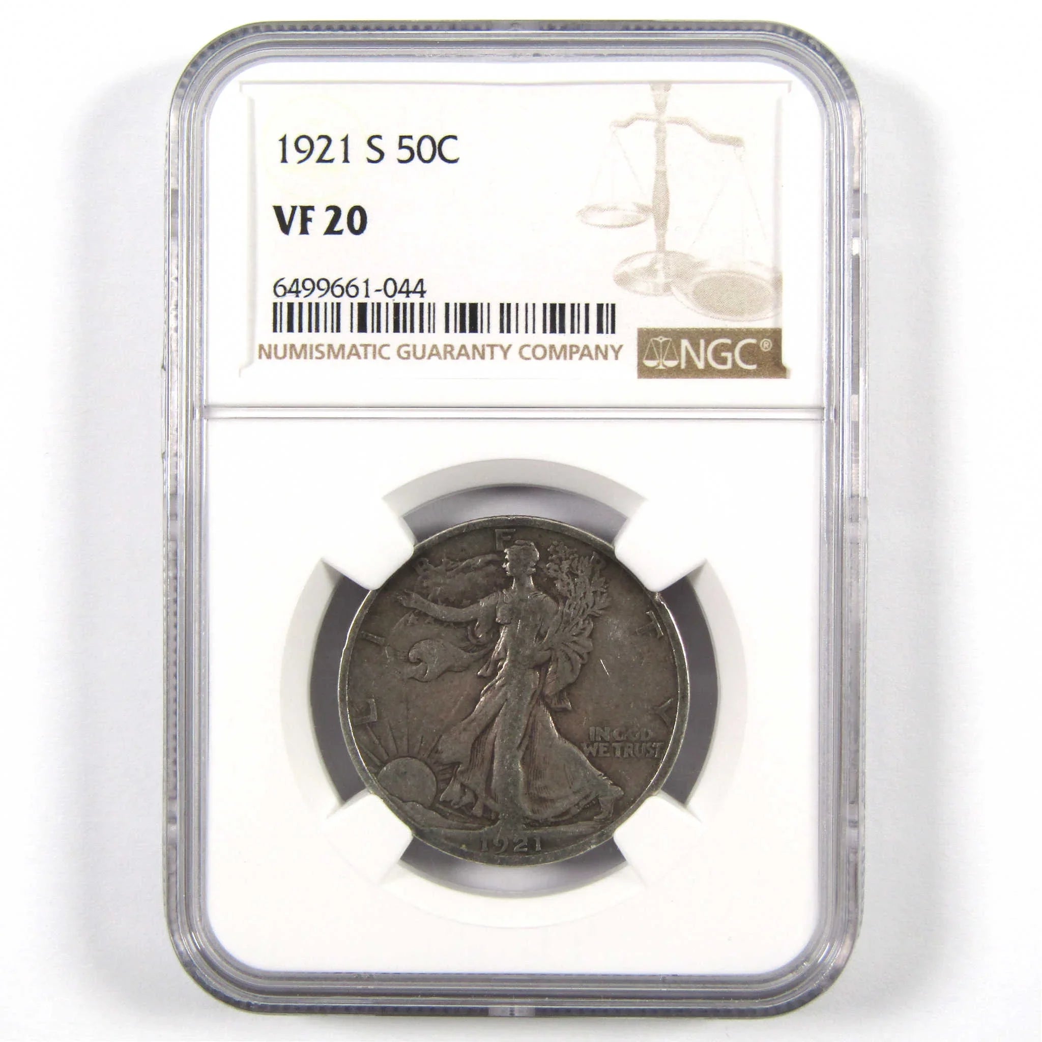 1921 S Liberty Walking Half Dollar VF 20 NGC 90% Silver 50c SKU:I10483