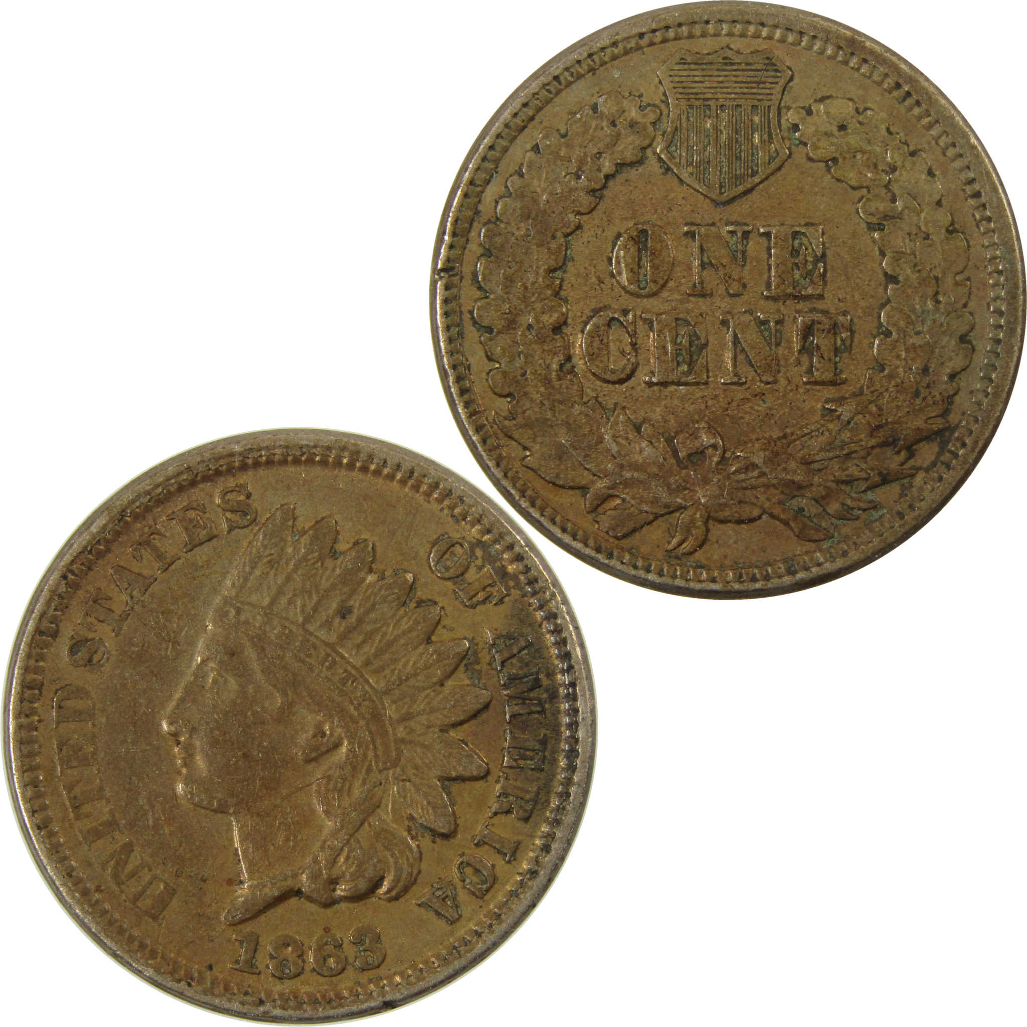 1863 Indian Head Cent XF EF Extremely Fine Penny 1c Coin SKU:I28342