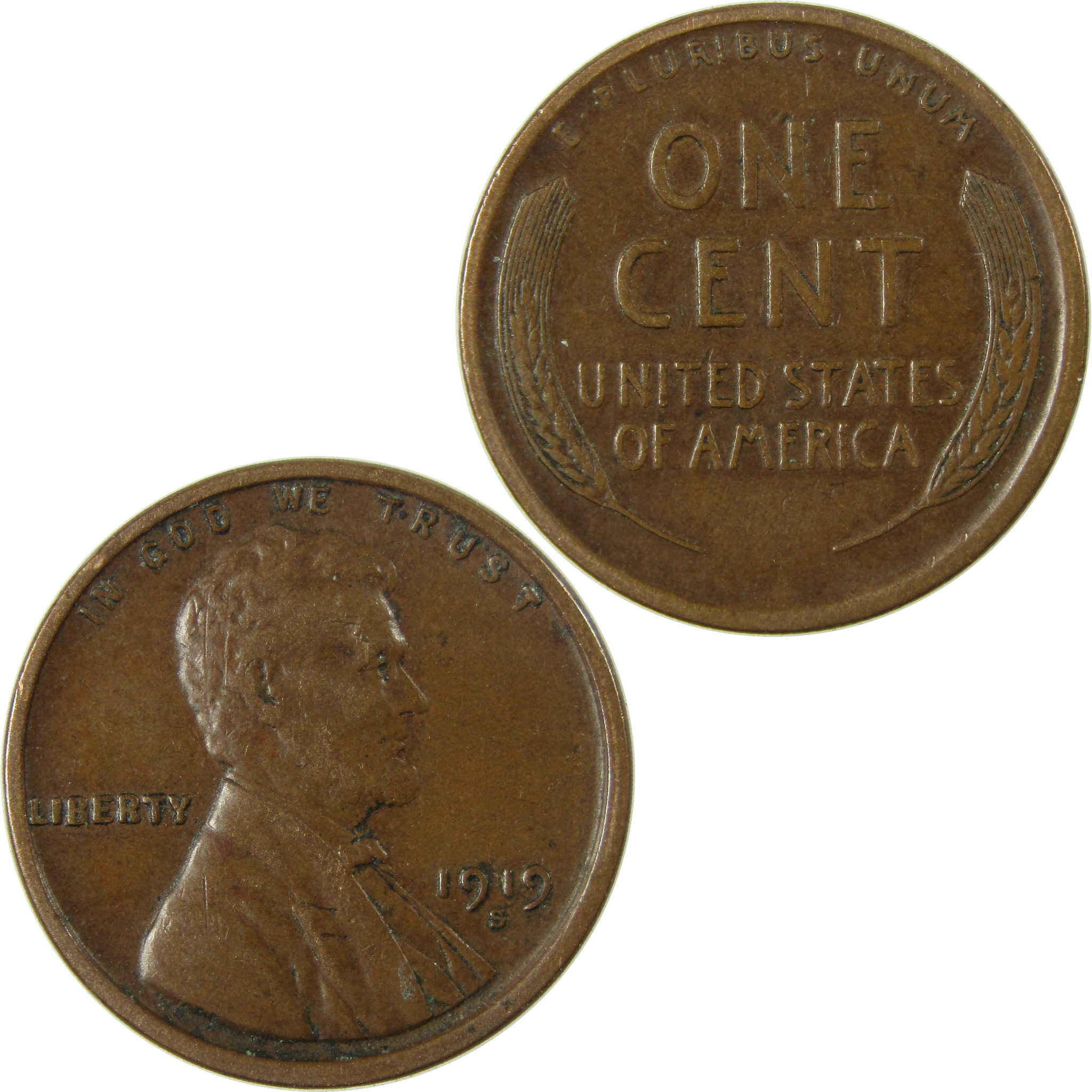 1919 S Lincoln Wheat Cent VF Very Fine Penny 1c Coin SKU:I26840