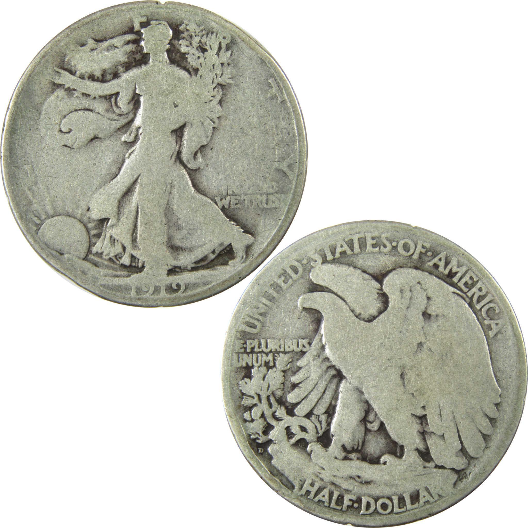 1919 D Liberty Walking Silver Half Dollar G Good Details SKU:CP1424