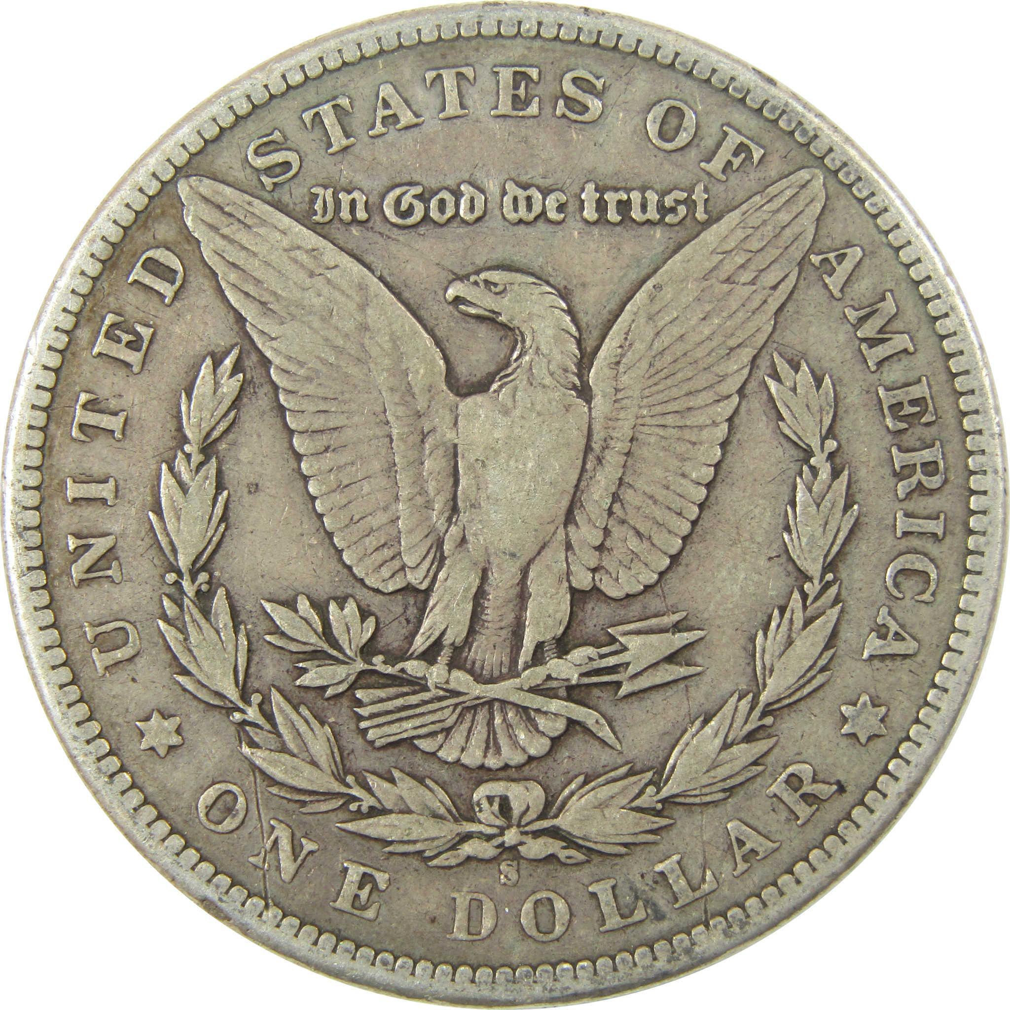 1896 S Morgan Silver Dollar F Fine Details $1 Coin SKU:I24727 - Morgan coin - Morgan silver dollar - Morgan silver dollar for sale - Profile Coins & Collectibles