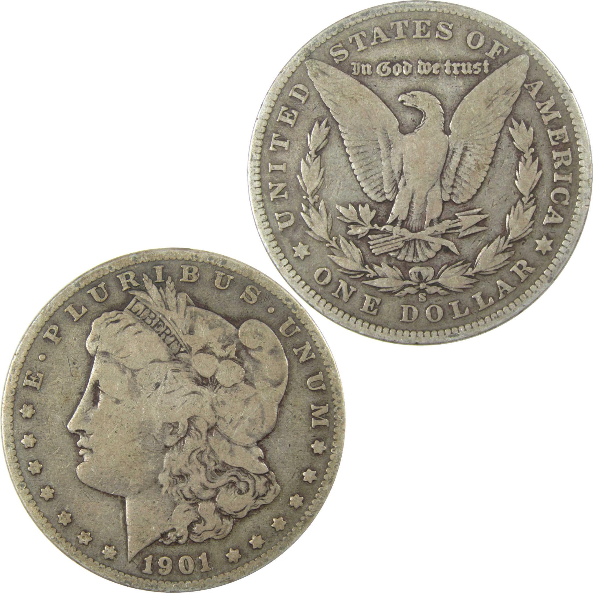 1901 S Morgan Silver Dollar VG Very Good $1 Coin SKU:I25363 - Morgan coin - Morgan silver dollar - Morgan silver dollar for sale - Profile Coins & Collectibles
