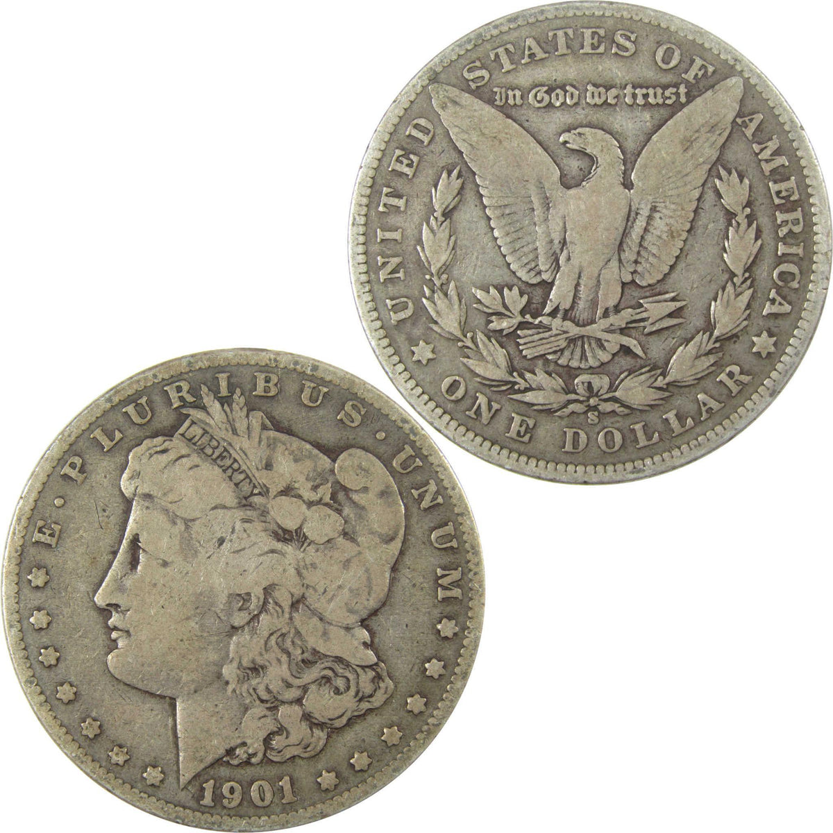 1901 S Morgan Silver Dollar VG Very Good $1 Coin SKU:I25363 - Morgan coin - Morgan silver dollar - Morgan silver dollar for sale - Profile Coins & Collectibles