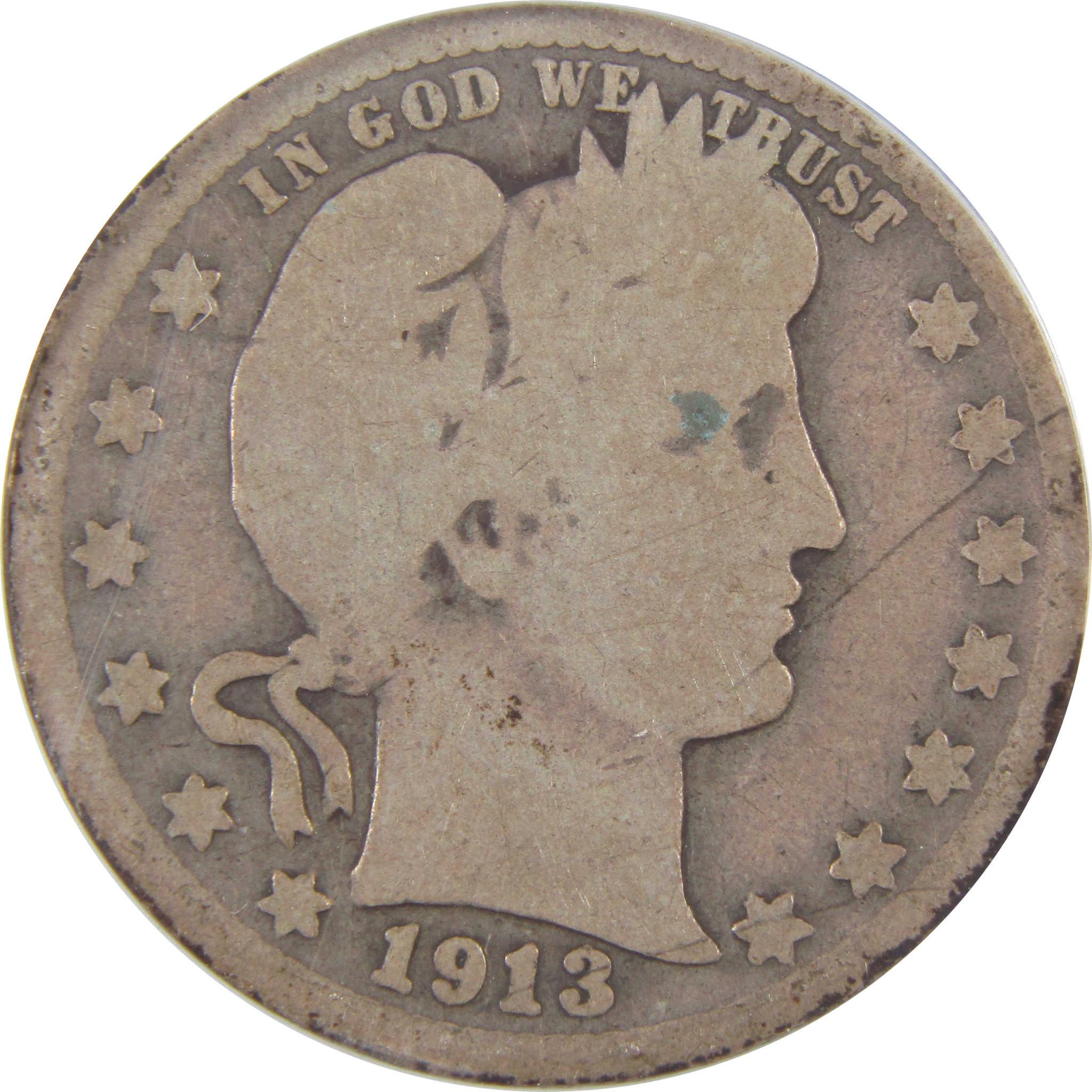 1913 Barber Quarter G 4 ANACS Silver 25c Coin SKU:I18365