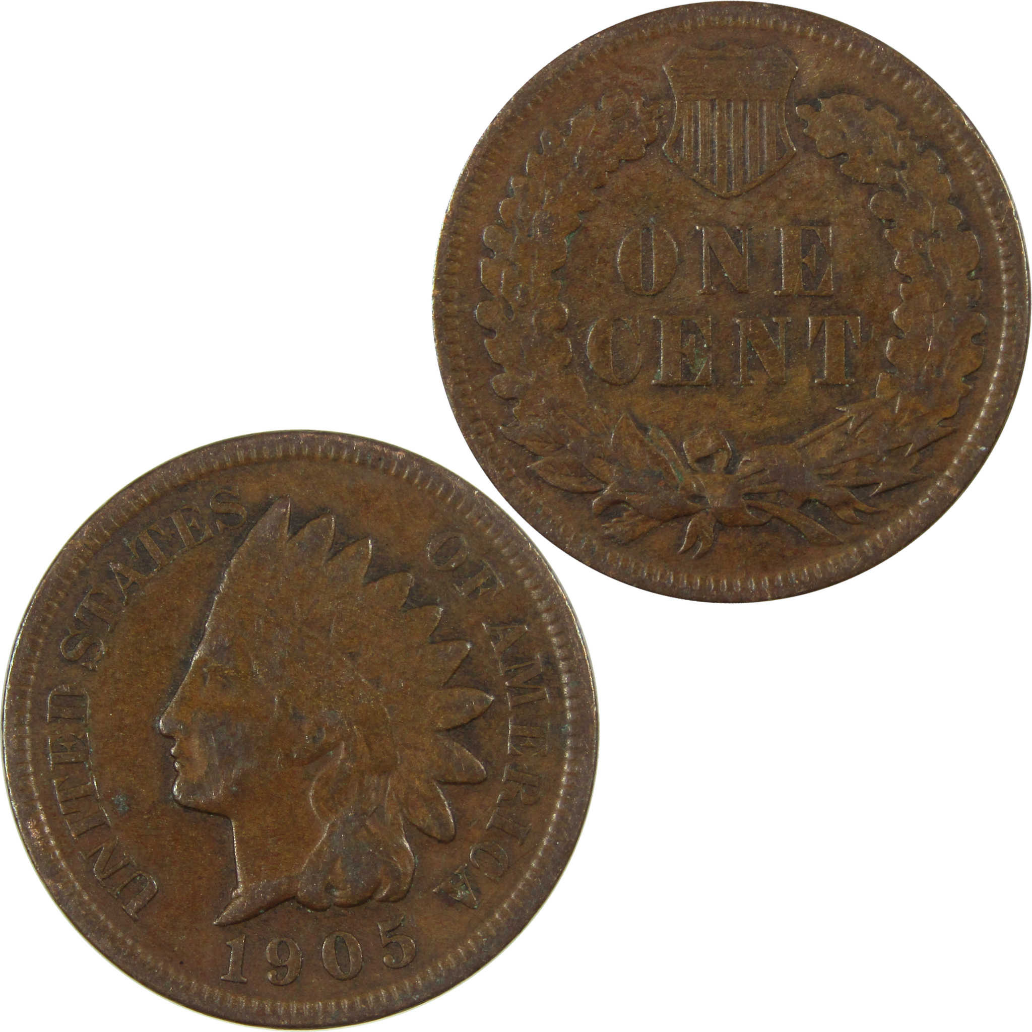 1905 Indian Head Cent F Fine Penny 1c Coin SKU:I27057
