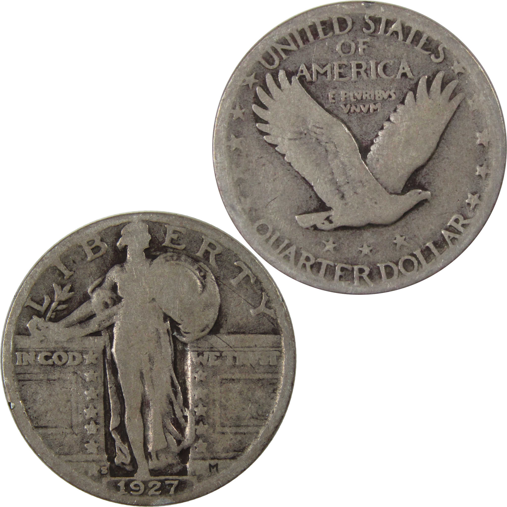 1927 S Standing Liberty Quarter G Good Silver 25c Coin SKU:I23461