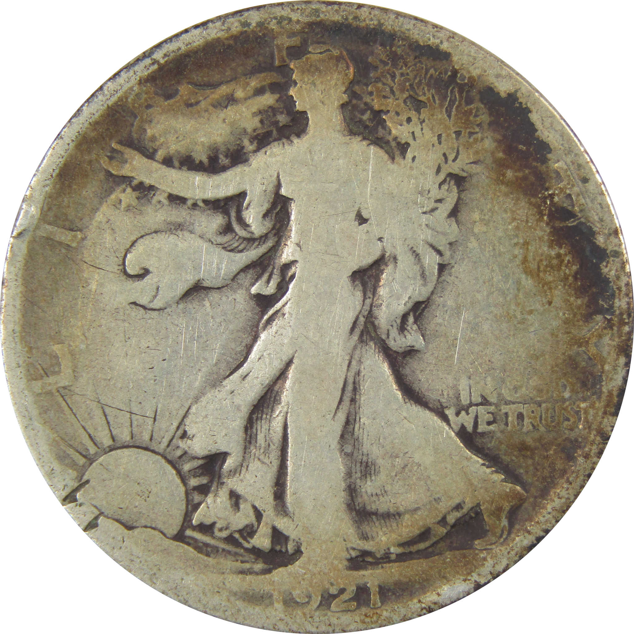 1921 S Liberty Walking Silver Half Dollar AG About Good SKU:I24110